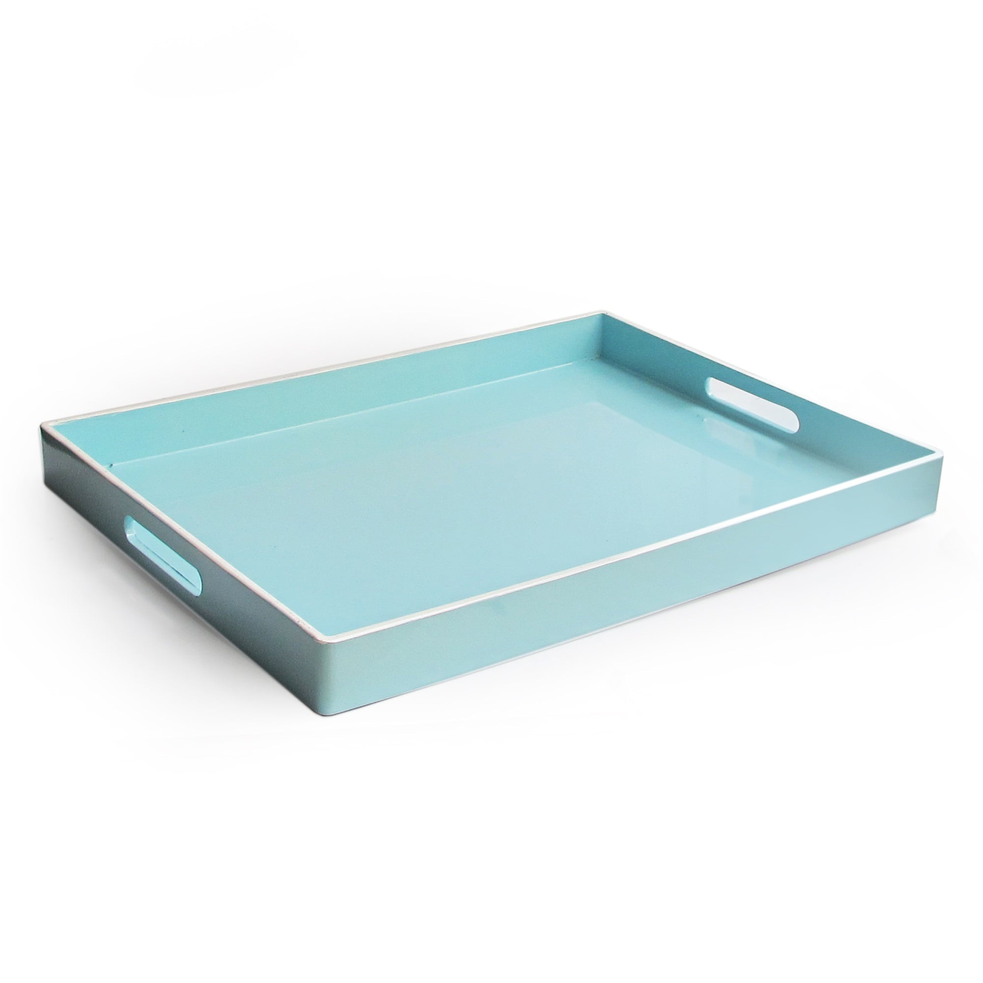 Teal Rectangular Tray with Handles - 19x14"