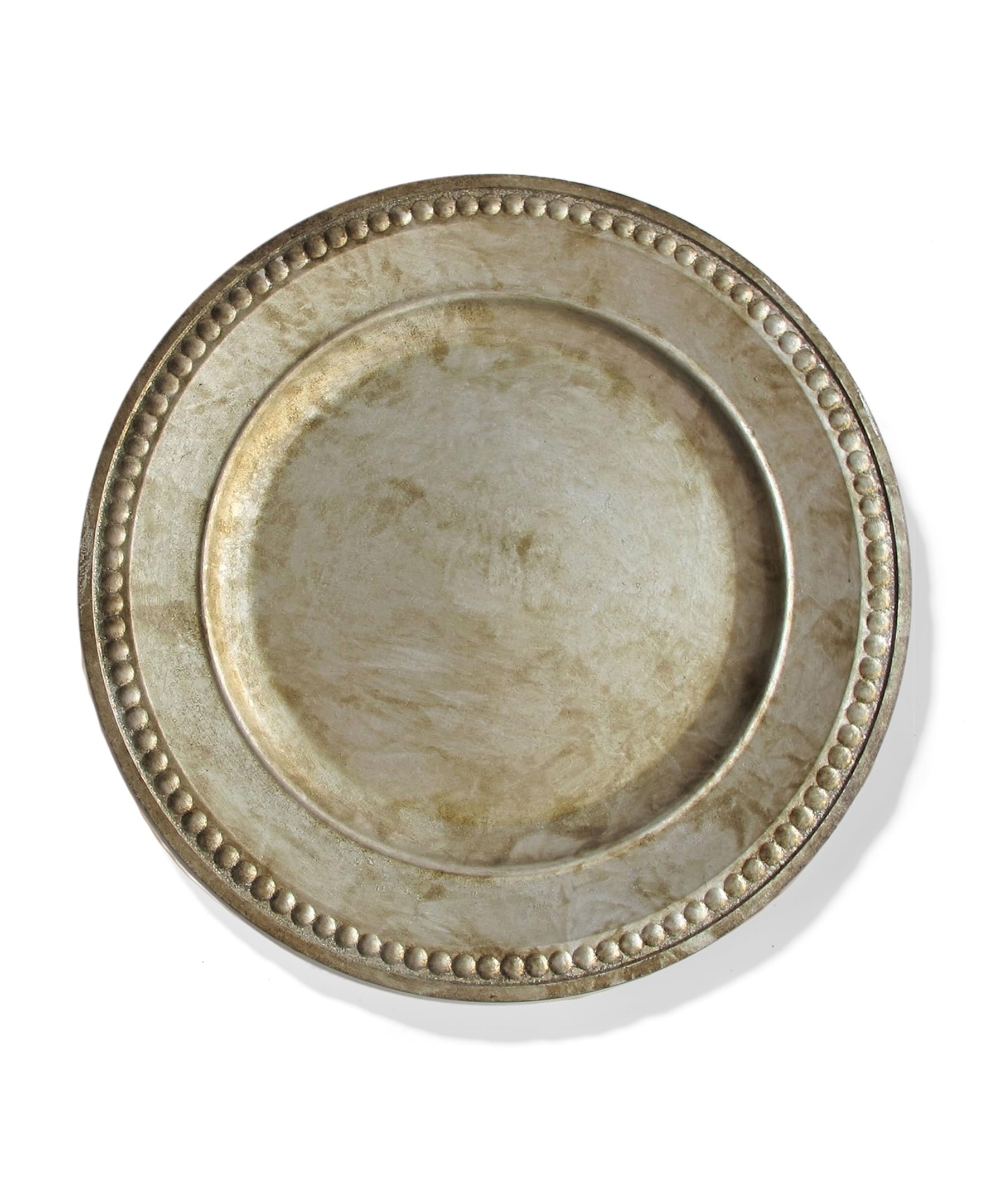 SILVER BEADED CHARGER PLATES SET of 4 14"D