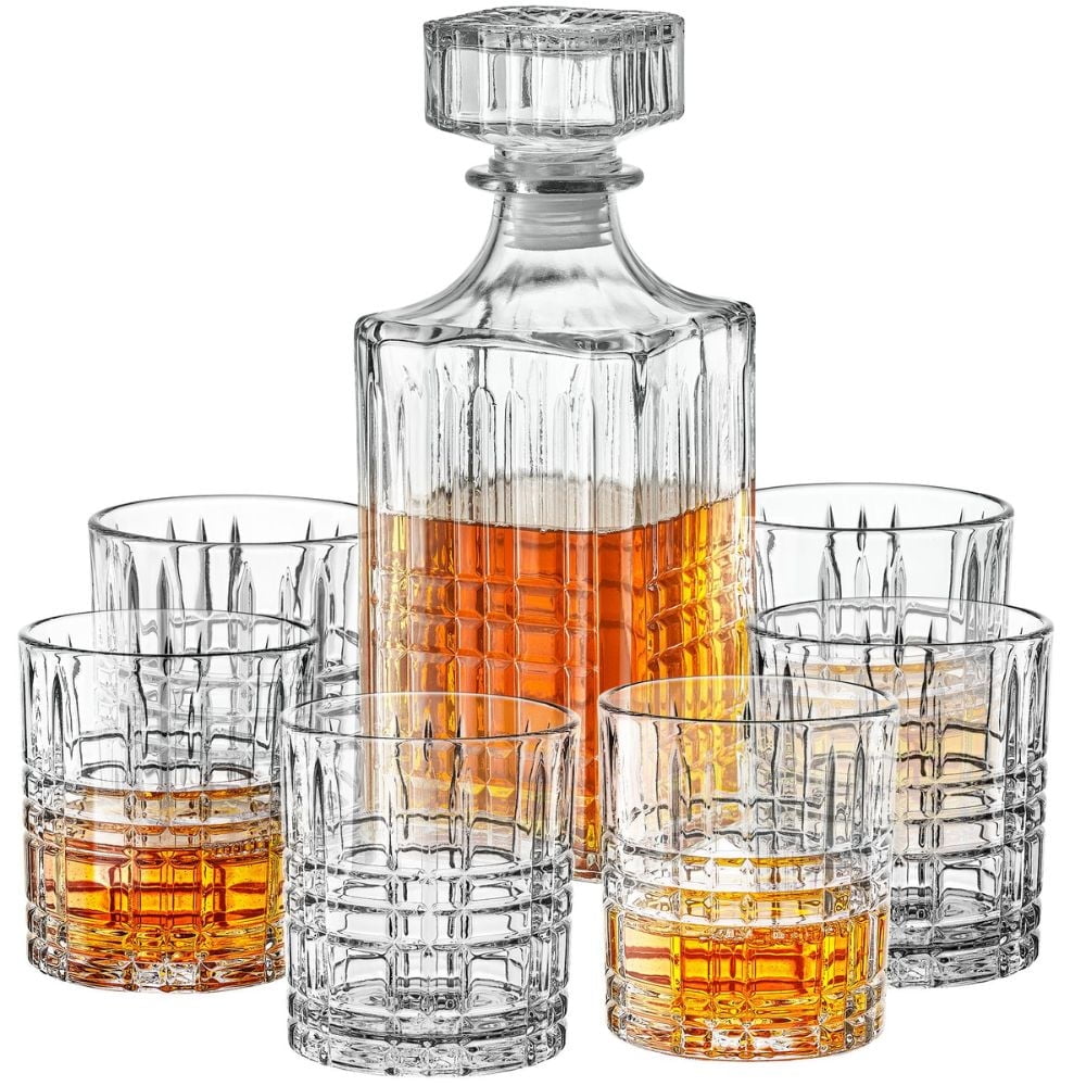 LEXINGTON 7 PC WHISKEY SET RB 6 GLASSES