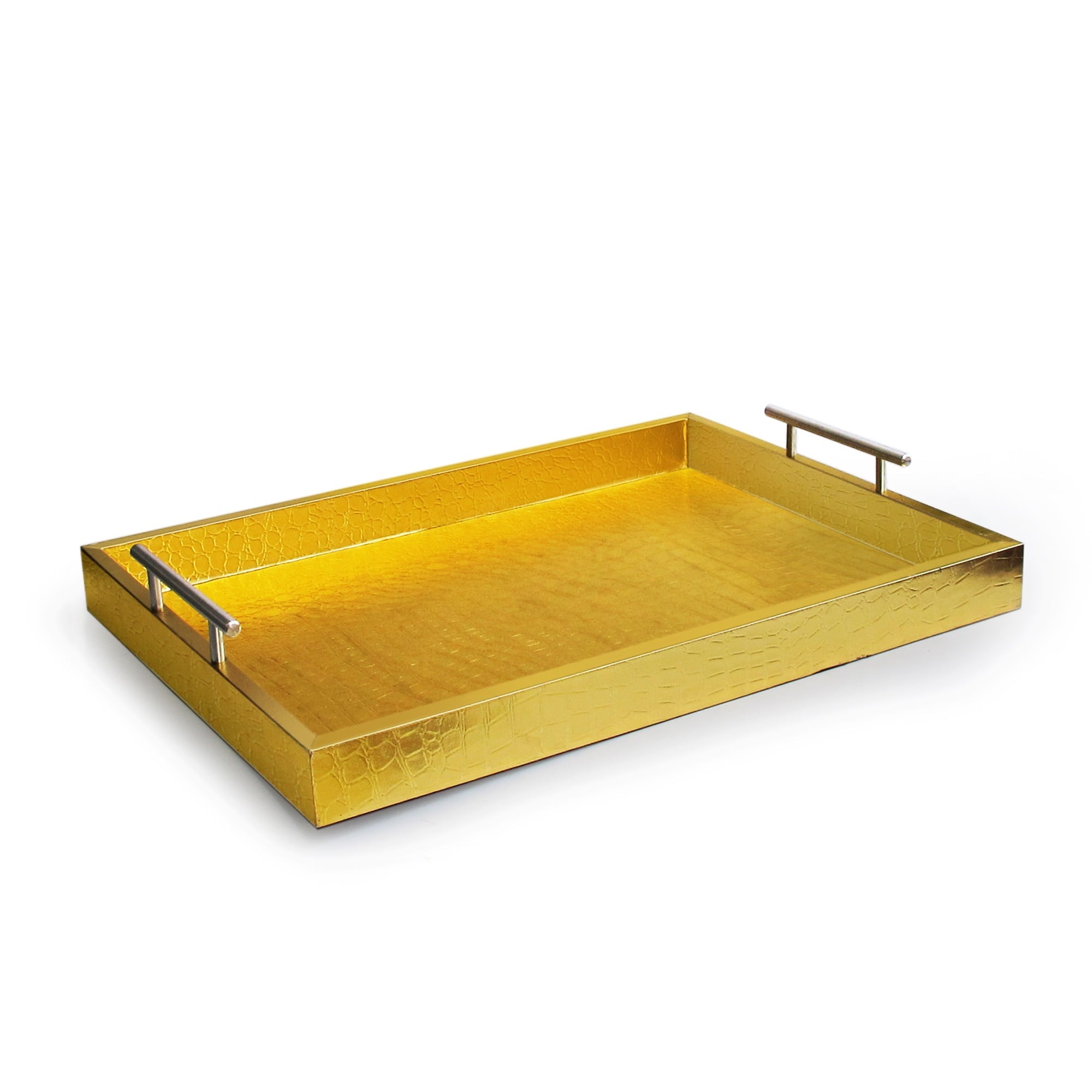 Alligator Gold Tray with Metal Handles