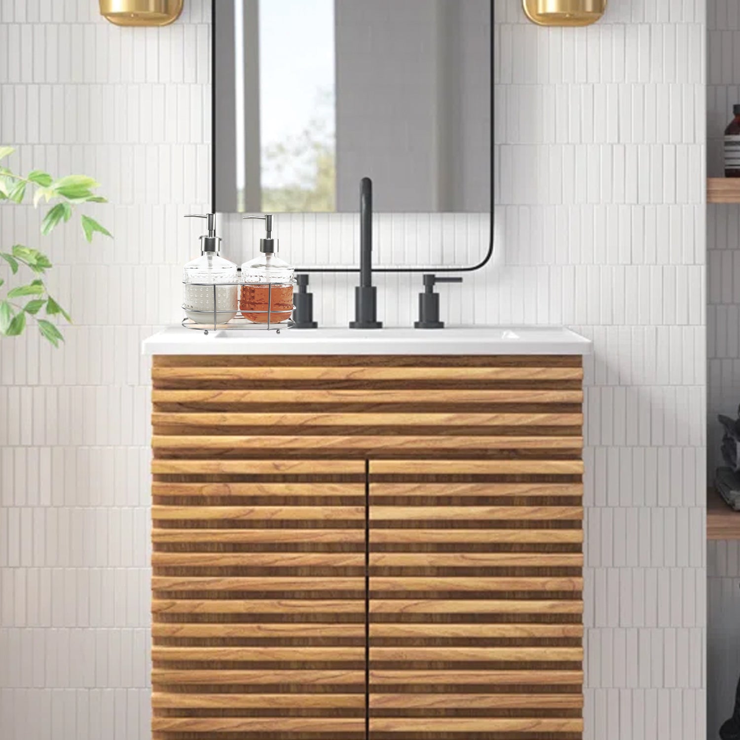 Vintage Hobnail 3-Piece Set - 2 Soap Pumps with Brushed Nickel Finish Caddy