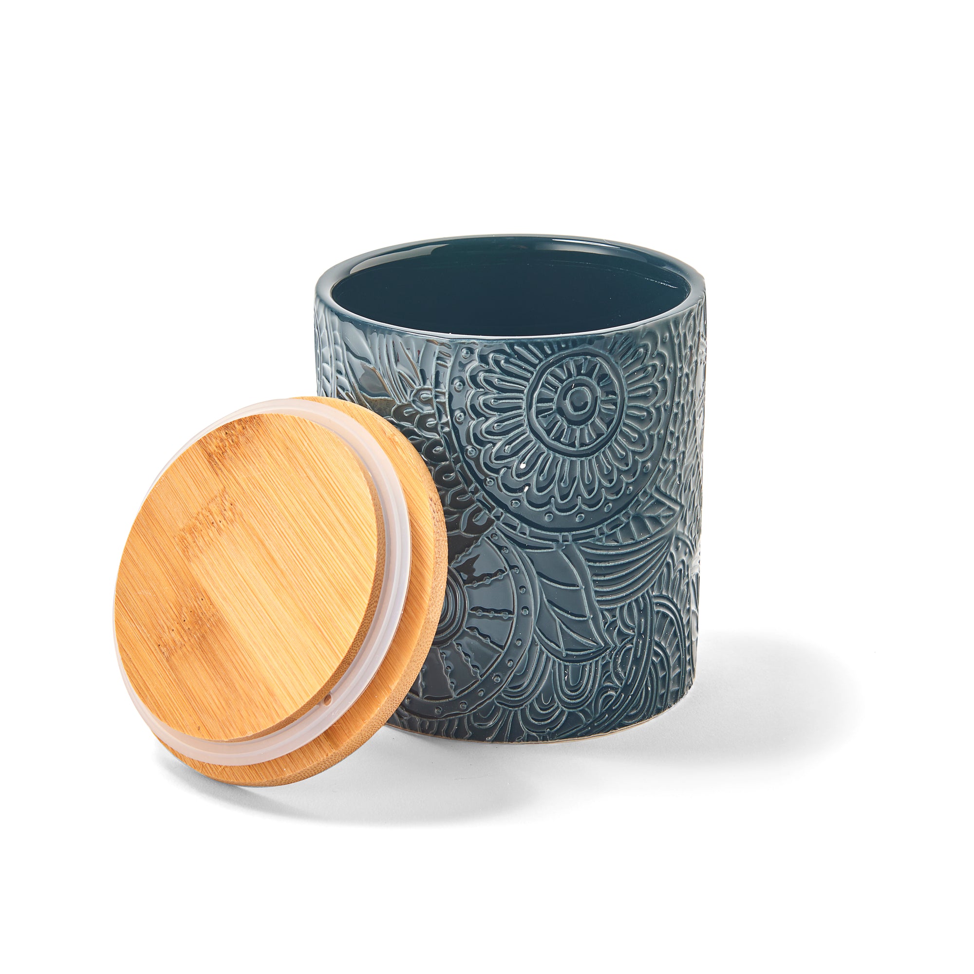 Embossed Blue 4-Piece Kitchen Canister Set