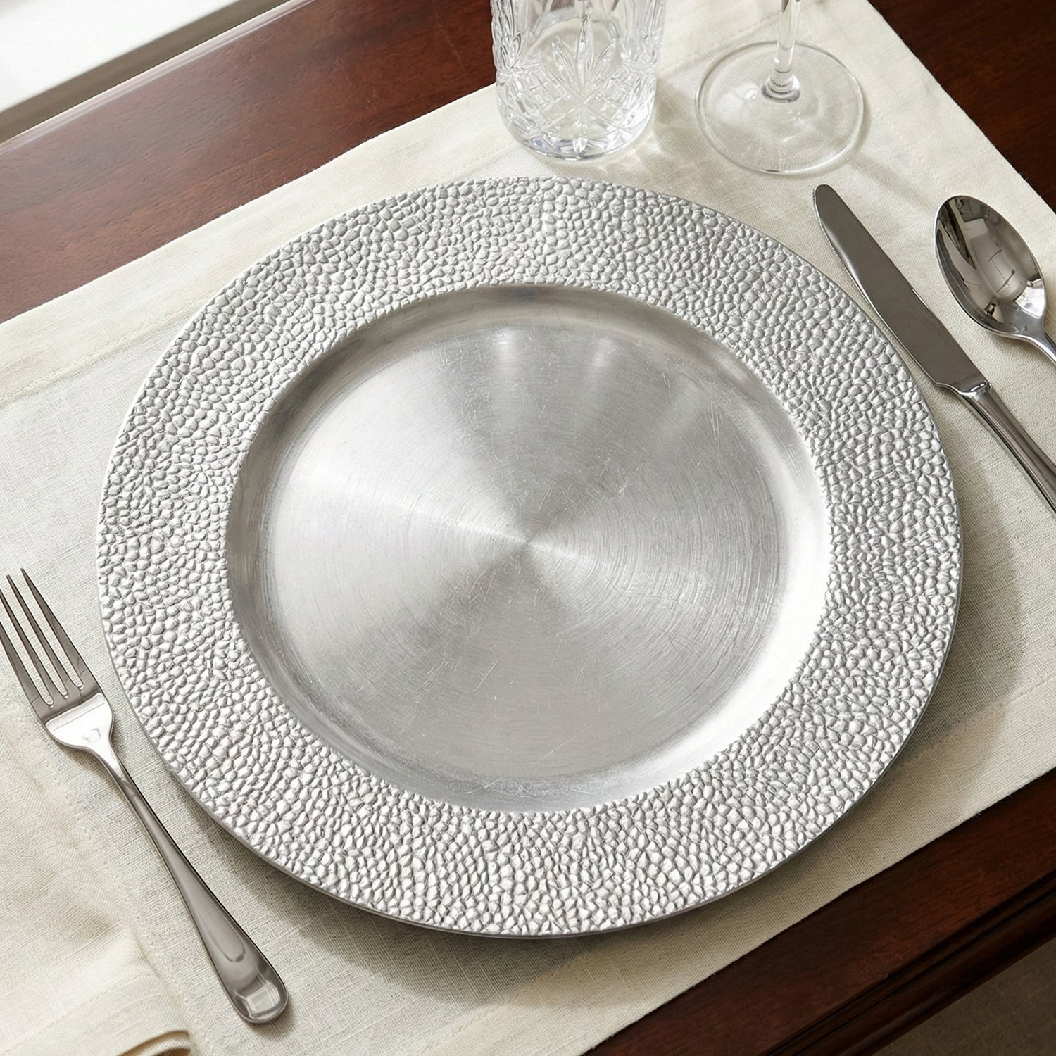 Silver Sand Charger Plate Set, 12 Pieces