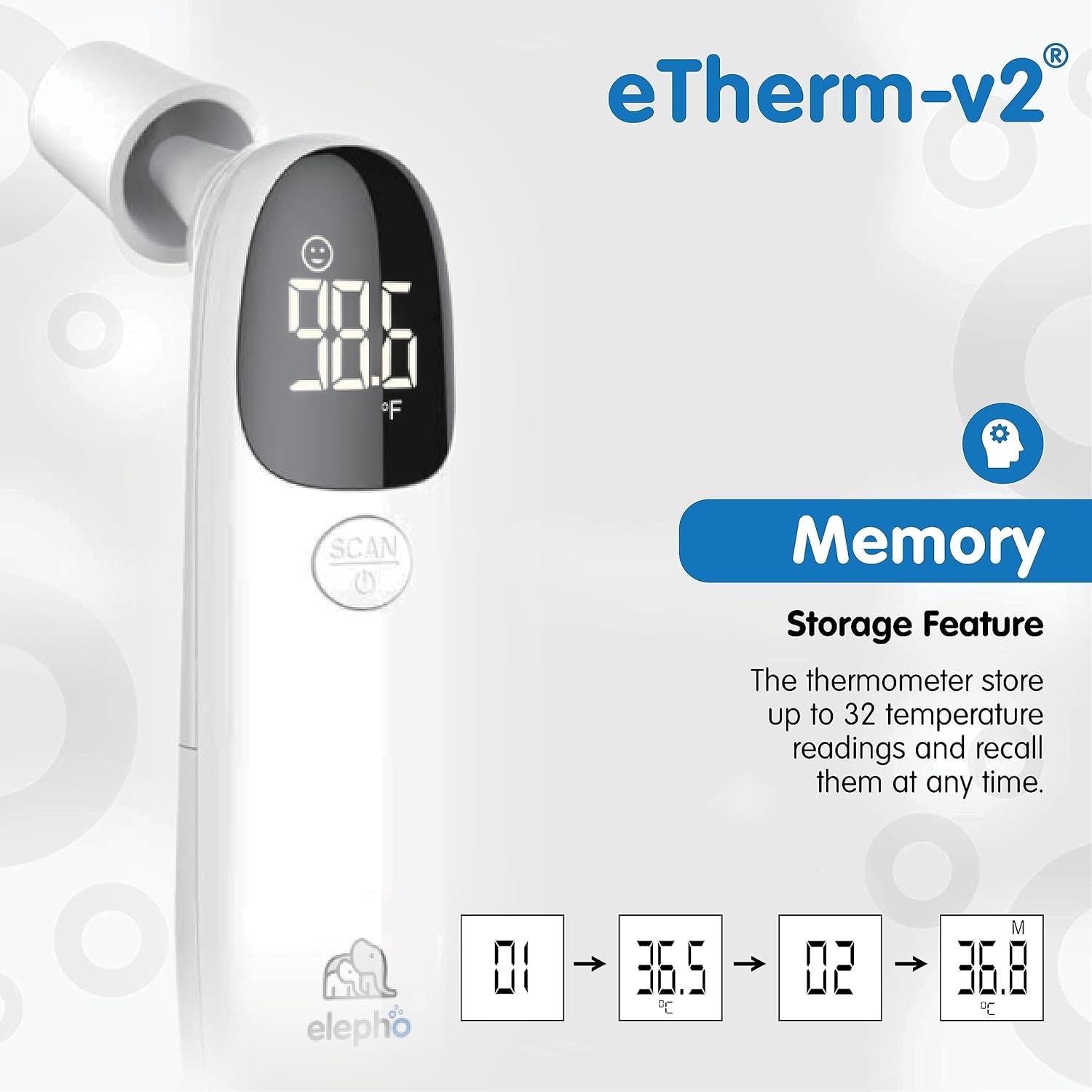 eTherm V2 Forehead Non-contact Thermometer
