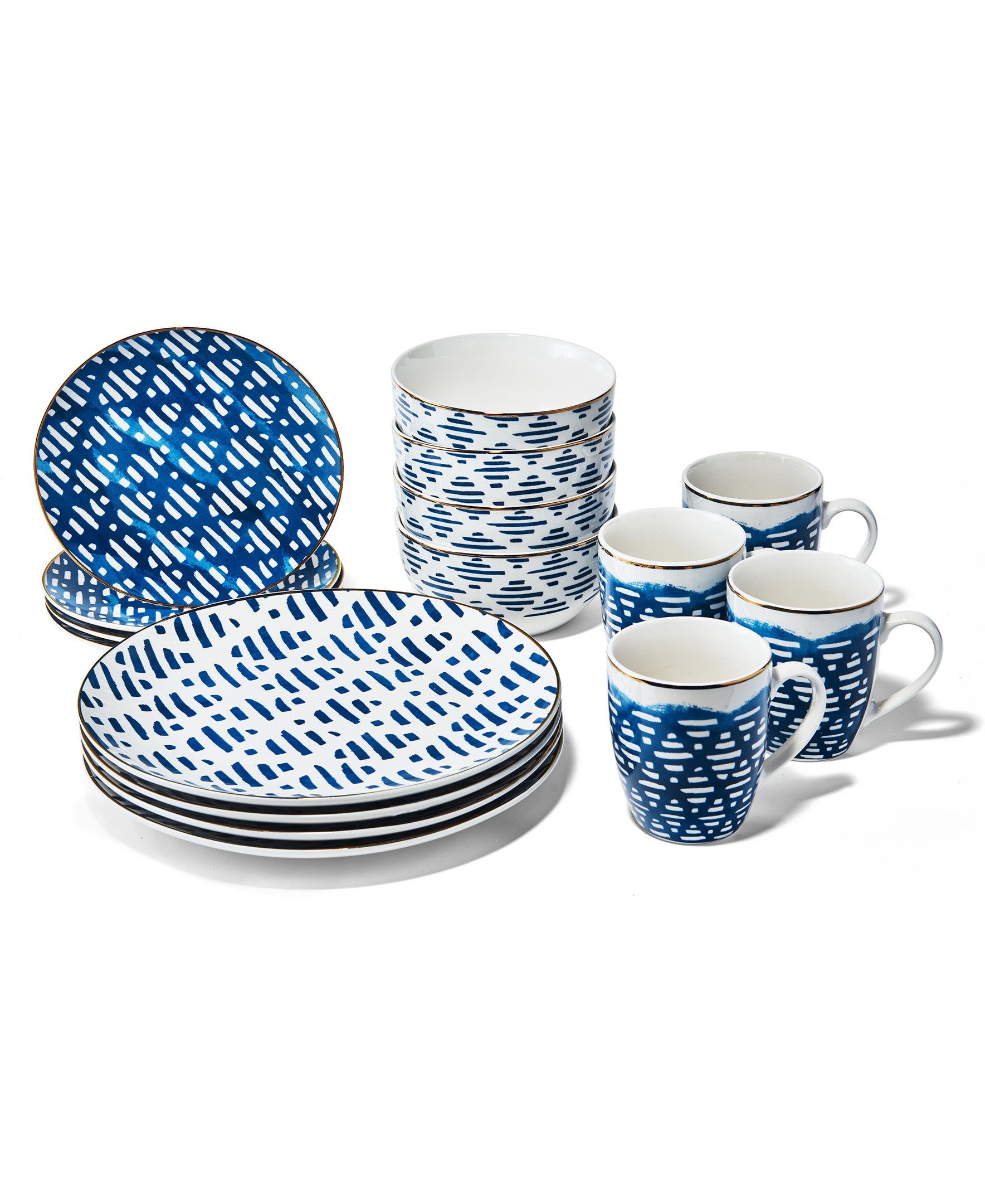 LUCETTE 16PC DINNERWARE SET 10.5"DP 7.5"SP BOWL 5.5"D 12oz MUG 5.5"Dx2.75"H BOWL