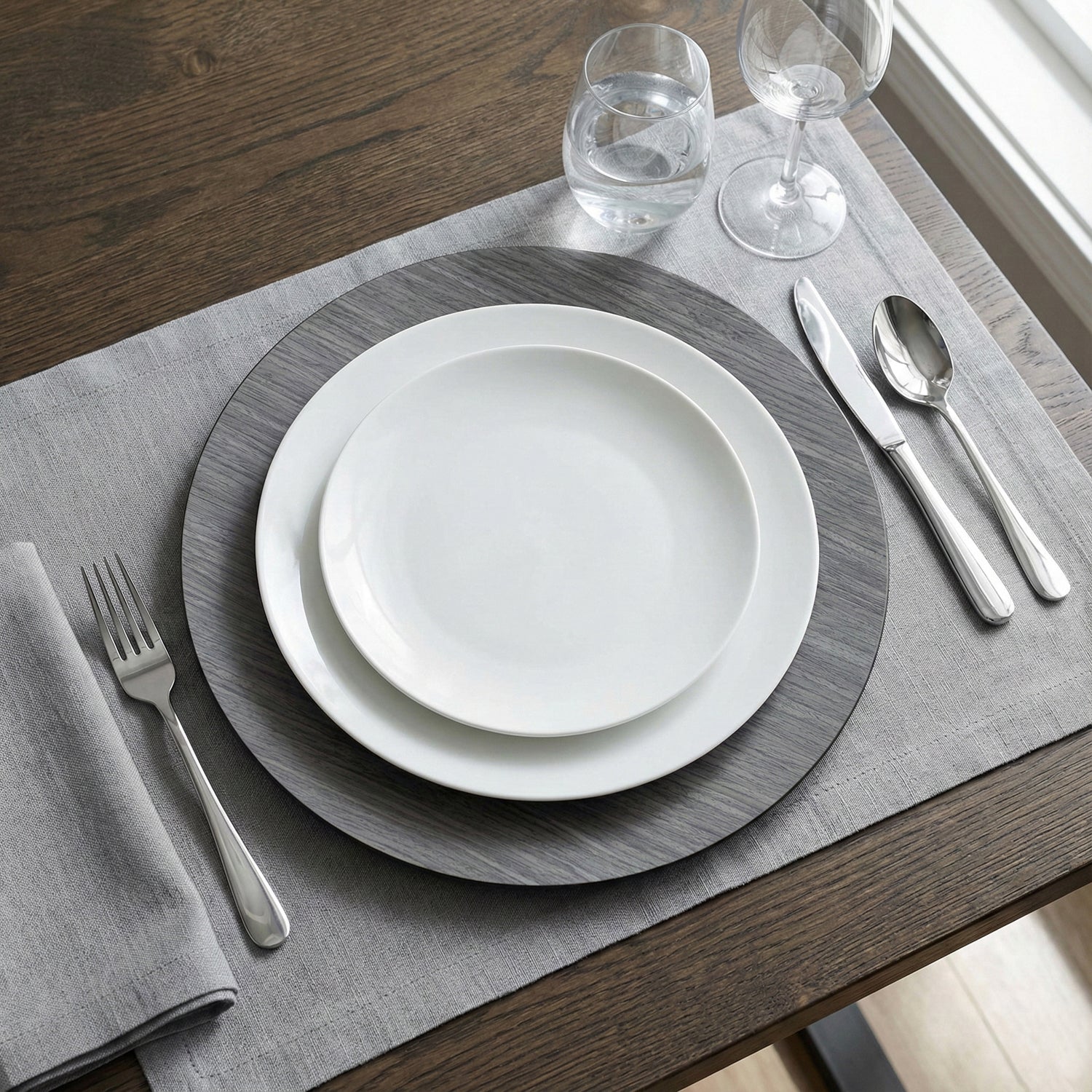 Pine Gray Round Charger Plate 12-Piece Set