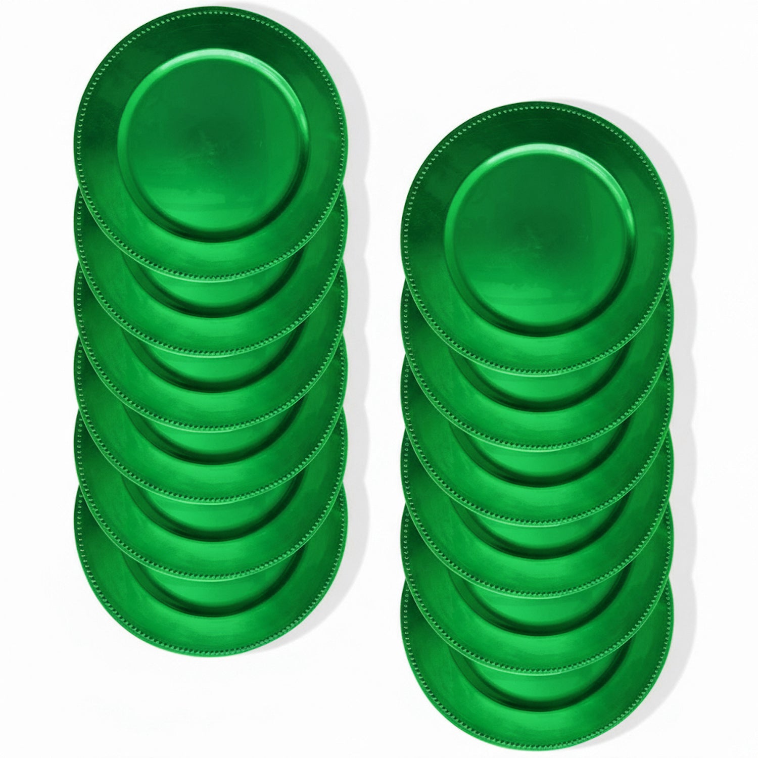 Emerald Green Beaded Charger Plate Set - 12 Pieces