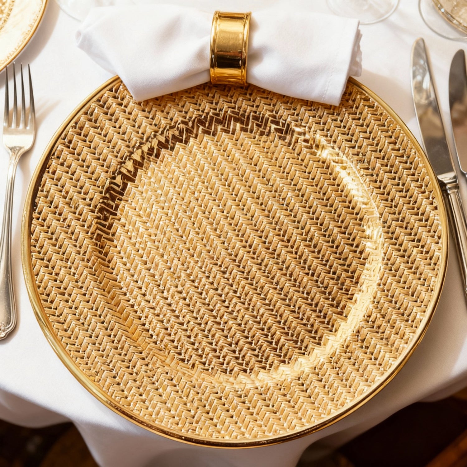 Calico Gold Plated Set of 4 Charger Plates 13"D