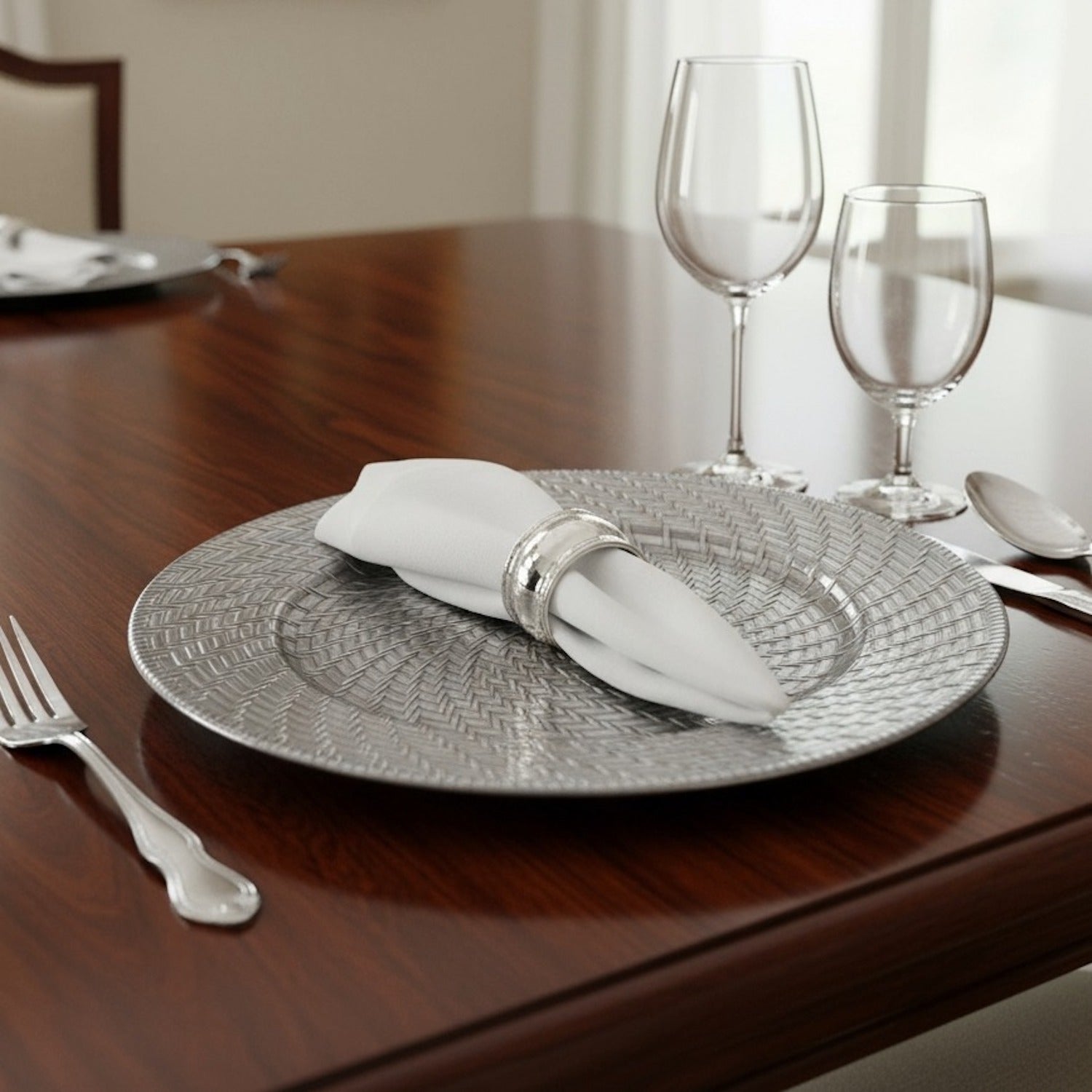 Aurelie Silver Plated Set of 4 Charger Plates 13"D