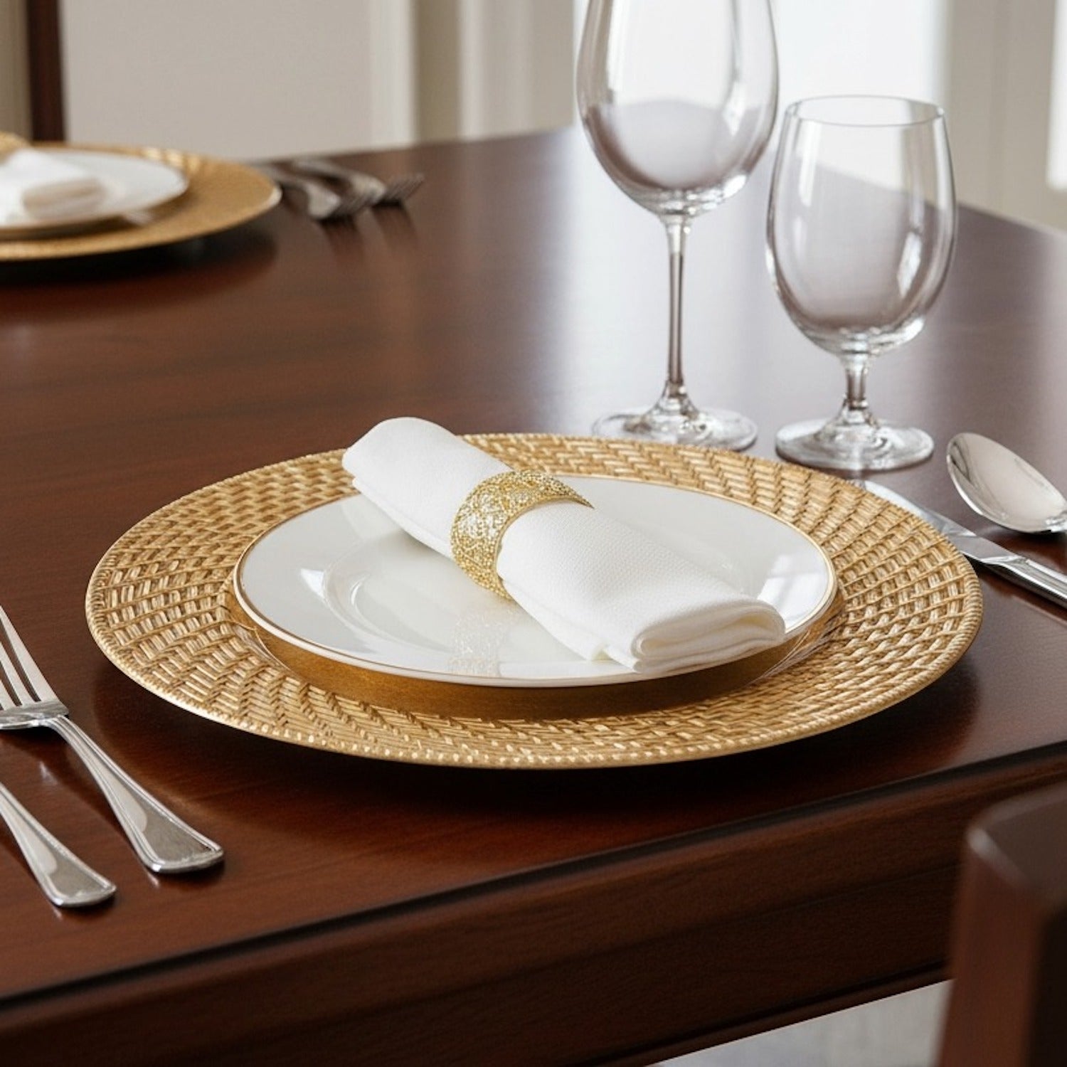 Aurelie Gold Plated Set of 4 Charger Plates 13"D