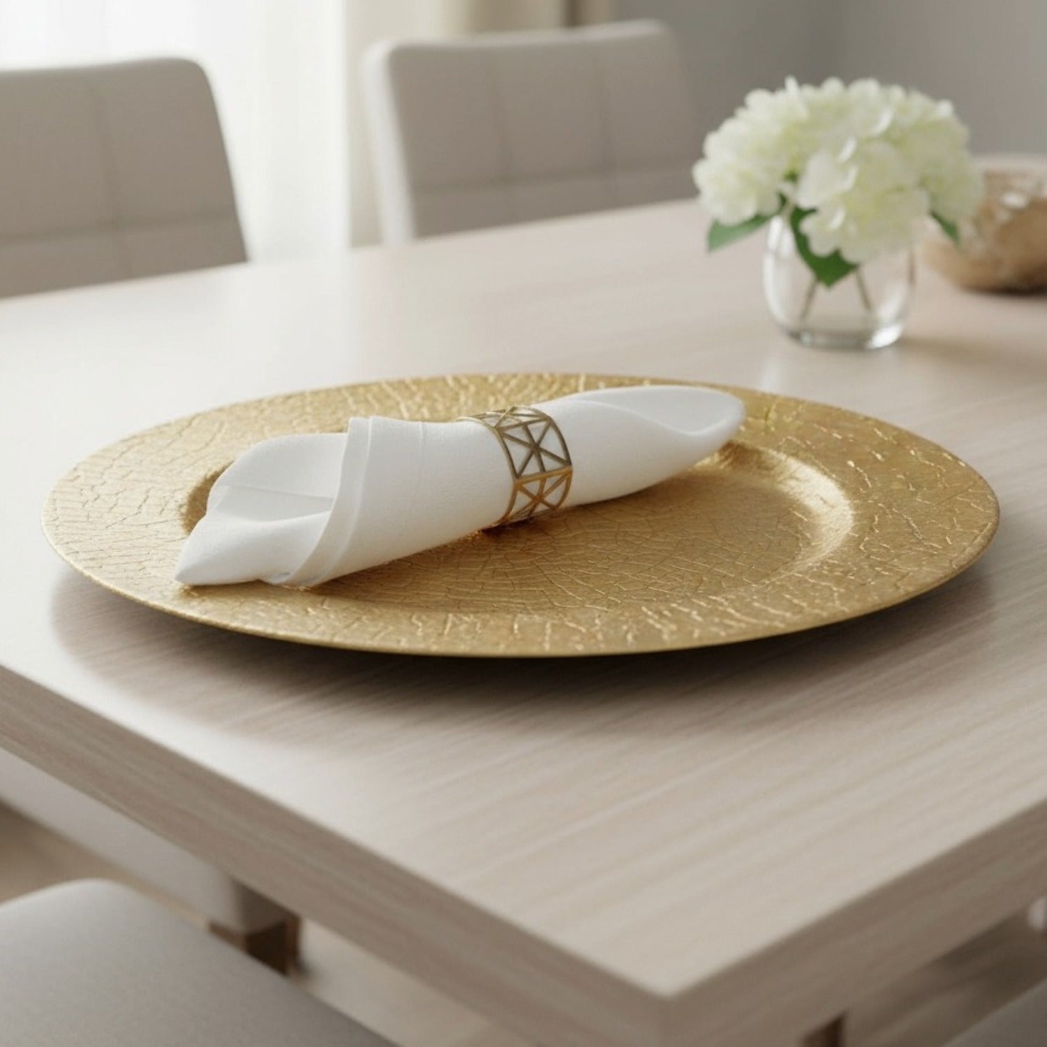 Rhiannon Gold Plated Set of 4 Charger Plates 13"D