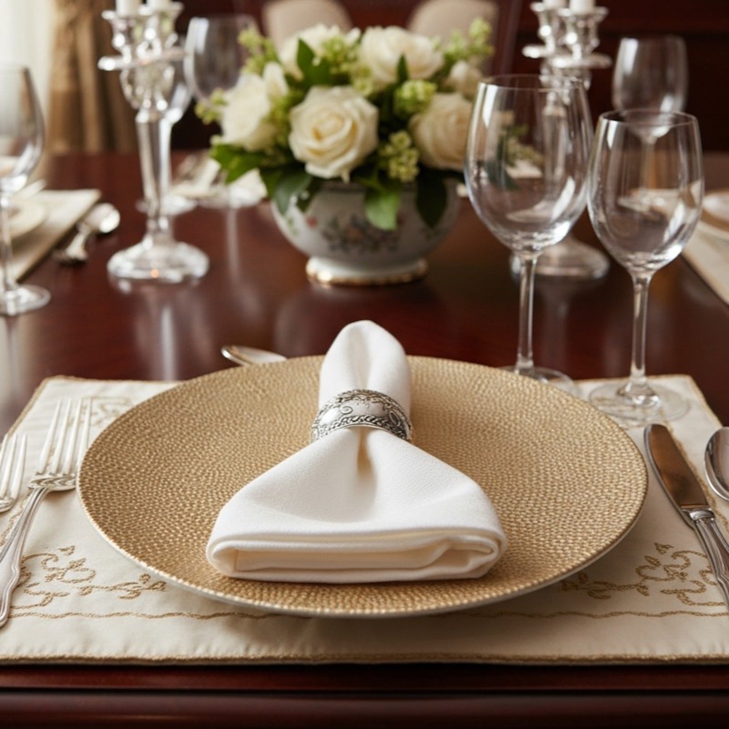 Phoenix Gold Plated Set of 4 Charger Plates 13"D