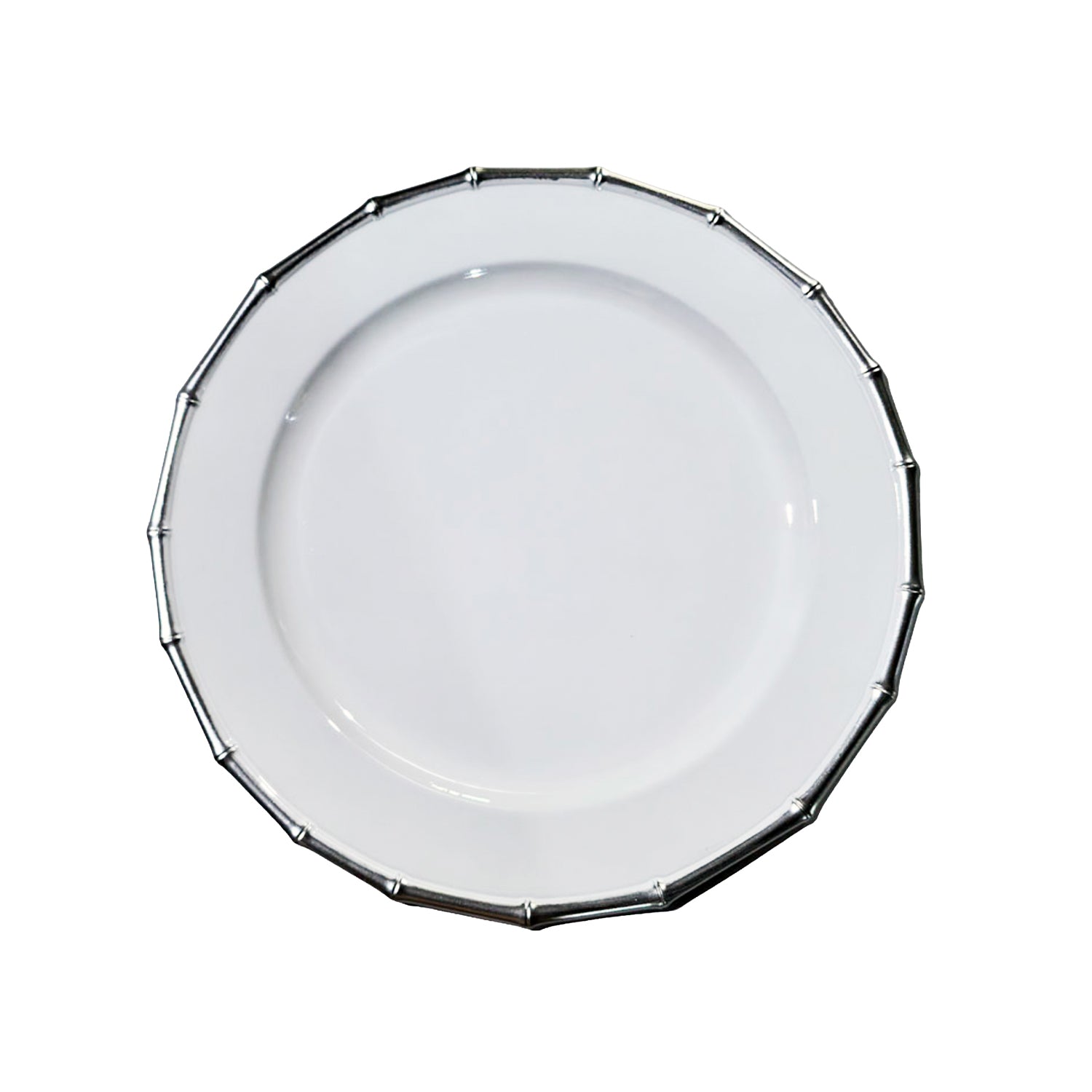 Bamboo White & Silver Plated Set of 4 Charger Plates 13"D