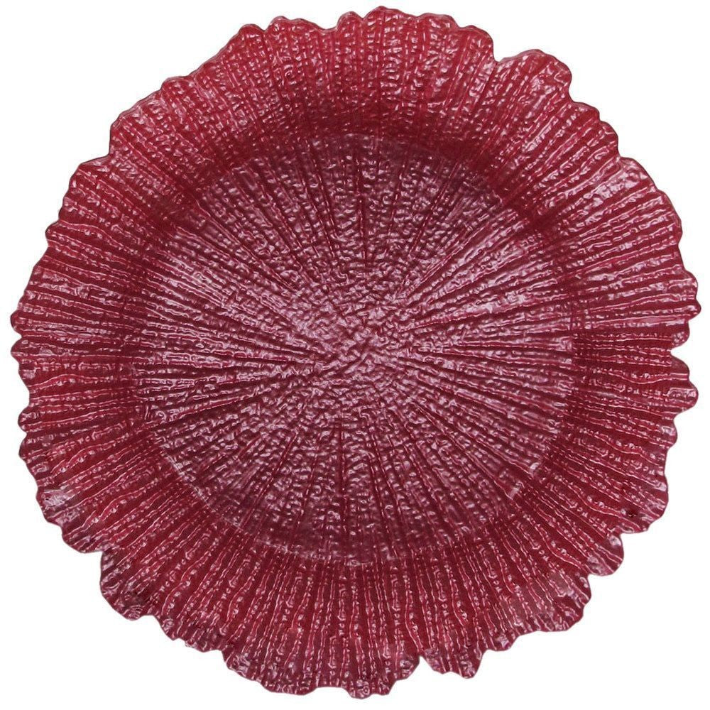 Reef Pink Glass Charger Plates 4-Piece Set 13"D