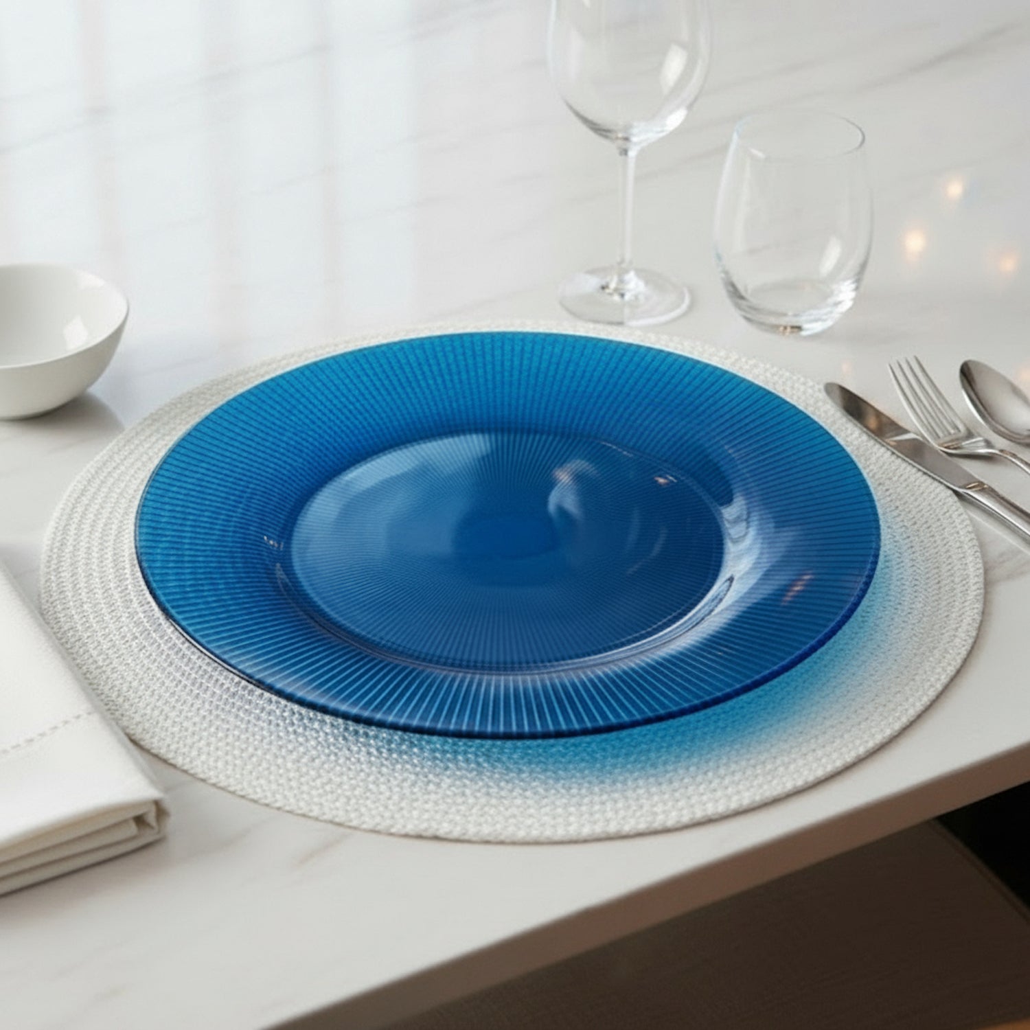 Sunray Cobalt Glass Charger Plates 4-Piece Set 13"D