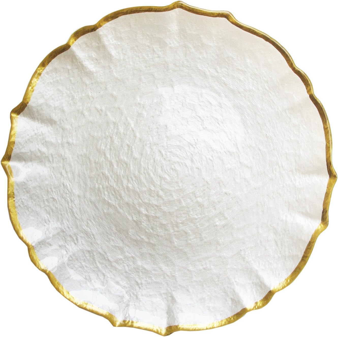 Ice Queen Pearl & Gold Glass Charger Plates 4-Piece Set 13"D