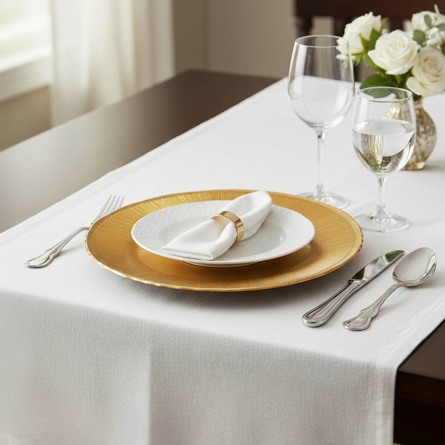 Fusion Gold Glass Charger Plate 13"D