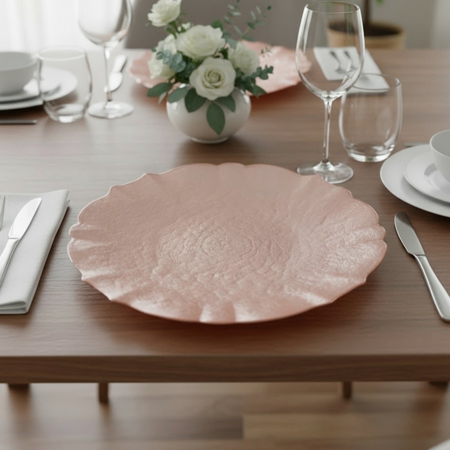 Ice Queen Blush Charger Plates 4-Piece Set 13"D