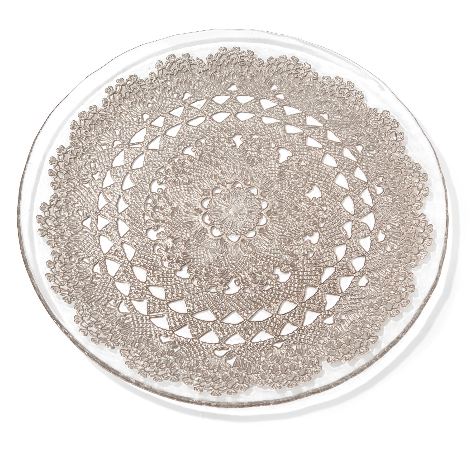Dolly Silver Glass Charger Plate 13"D