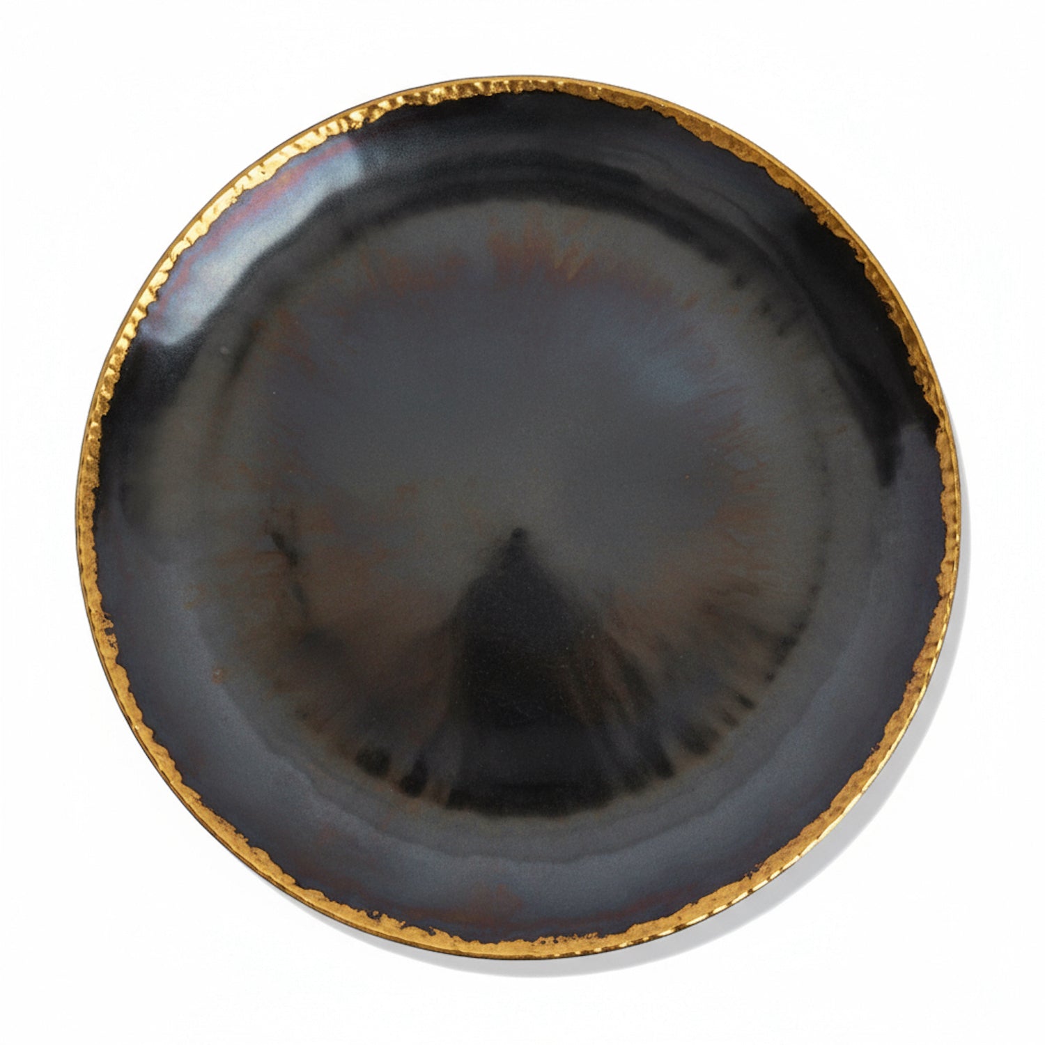 Centro Black Glass Charger Plate with Gold Rim 13"D