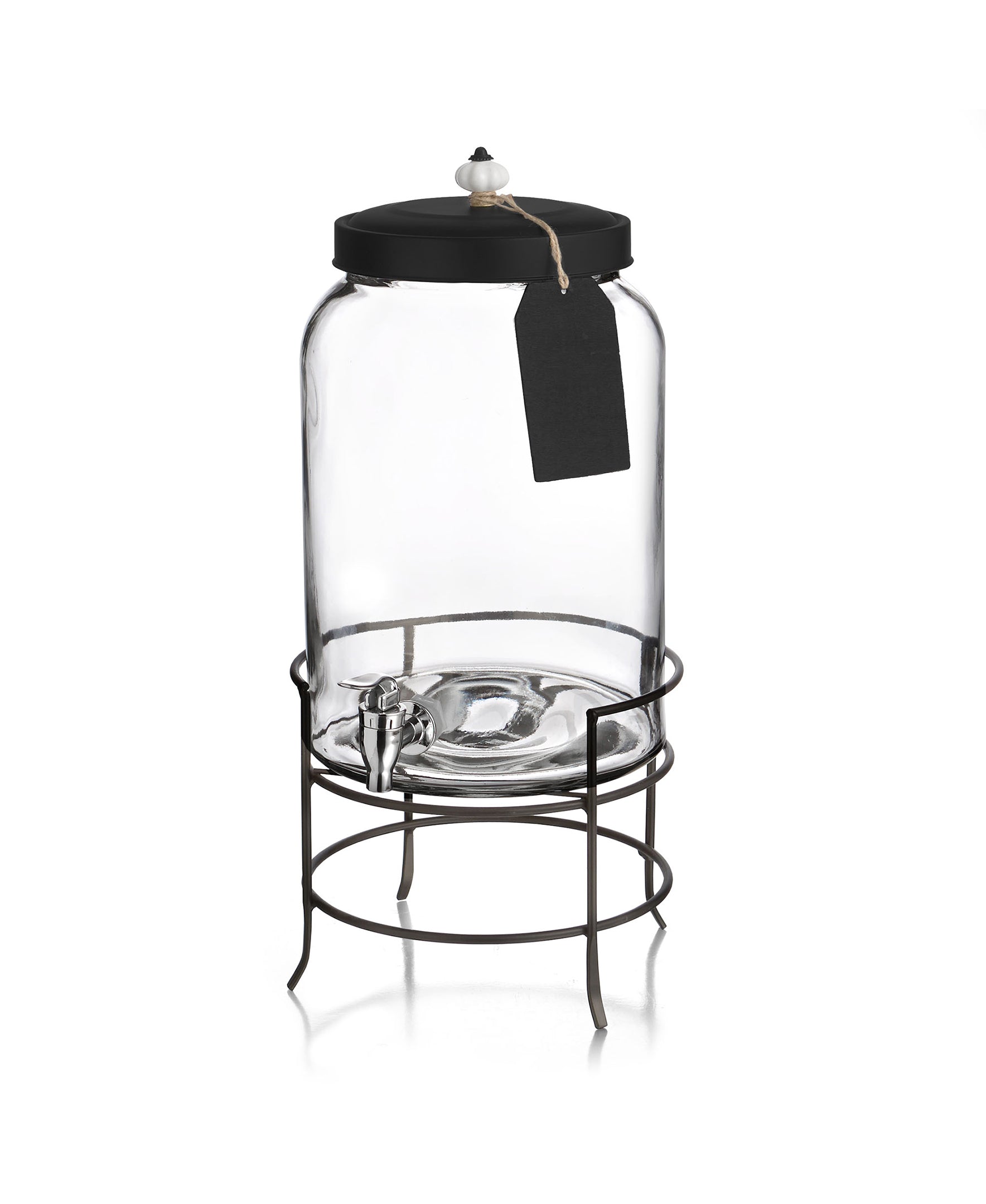 FRANKLIN BEV.DISPENSER 3GAL W/TAG STAND WITH CERAMIC KNOB STAND 10.04X10.04X7.87" DISPENSER 8.86X10.63X14.96"