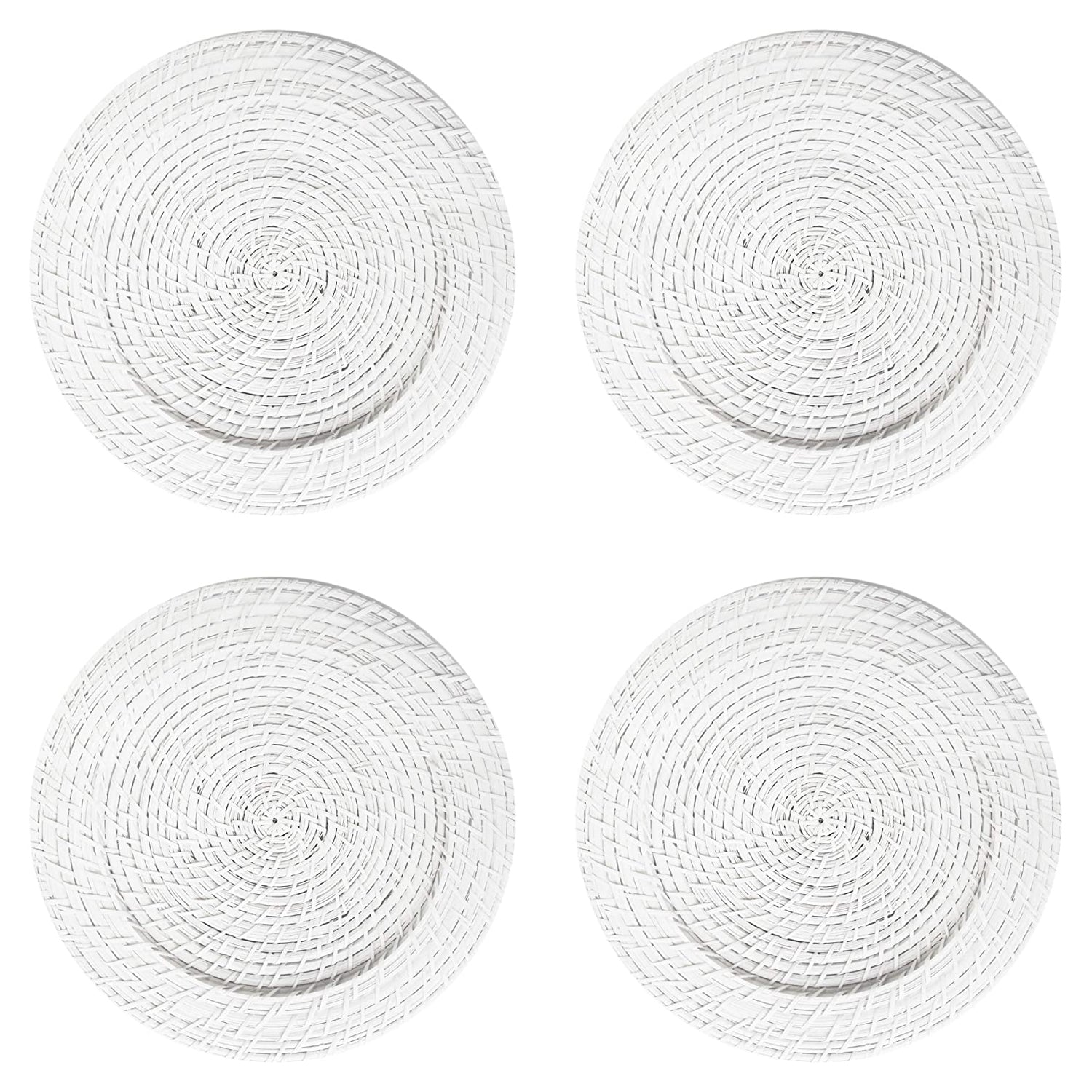 White Rattan Charger Set of 4 Plates