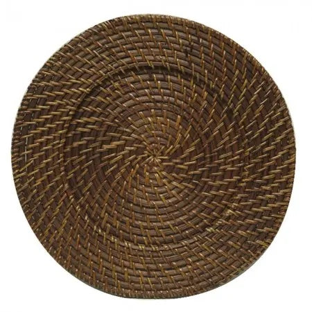Brick Brown Round Rattan Charger
