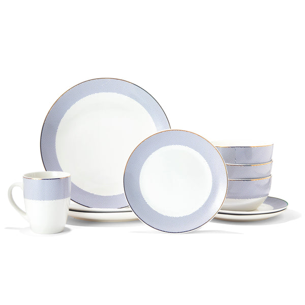 LORRAINE PORCELAIN 16 PC DINNERWARE SET 10.5"DP, 7.5"S, 5.5"BWL, 12oz ...