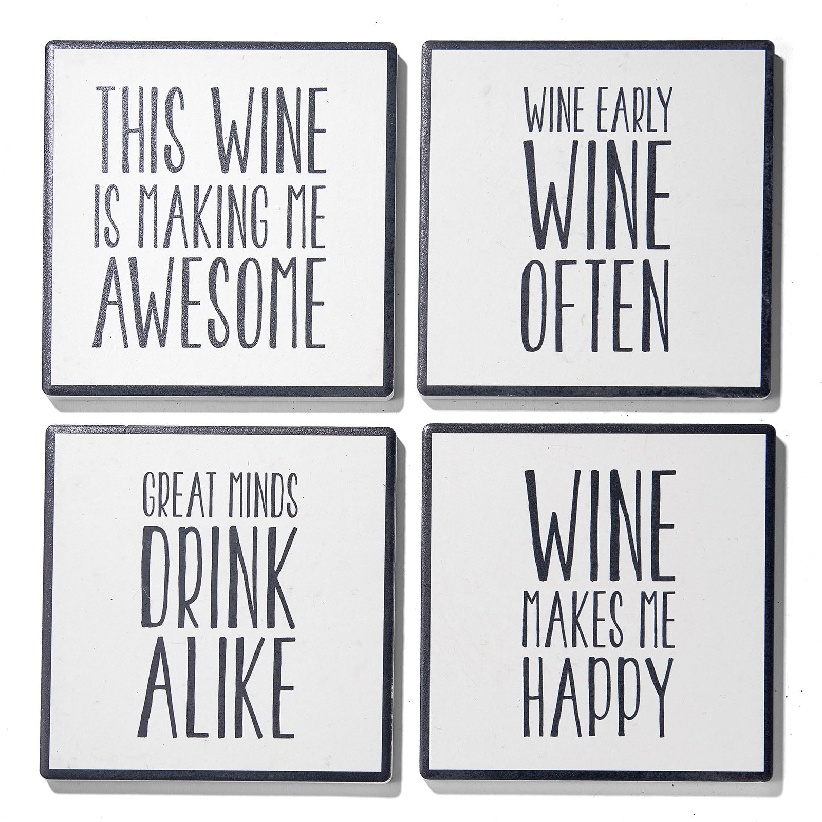 Wine Often Set of 4 Ceramic Coasters - Stylish 4.25" Drink Protection