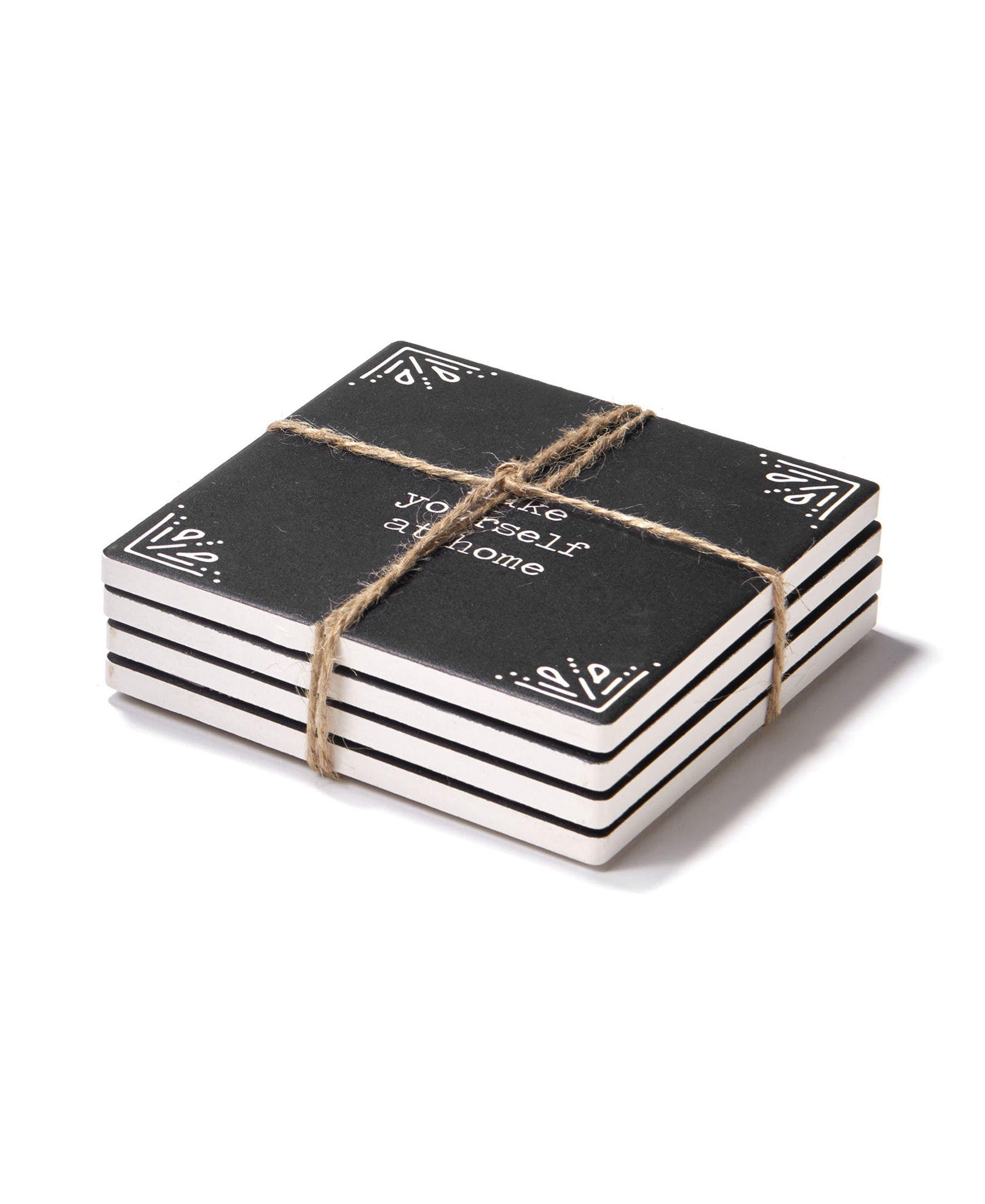 HAPPY PLACE SET OF 4 CERAMIC COASTERS 4.25''D