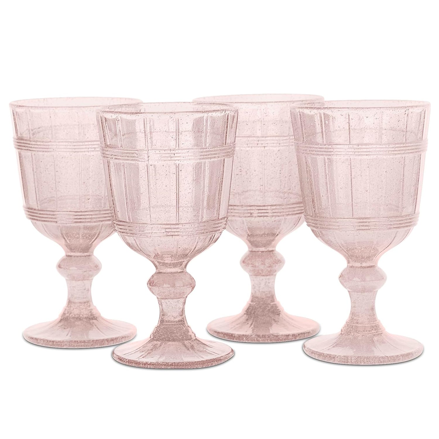 VINTAGE PINK BUBBLES  SET OF 4 WINE GLASSES 11 OZ, BB