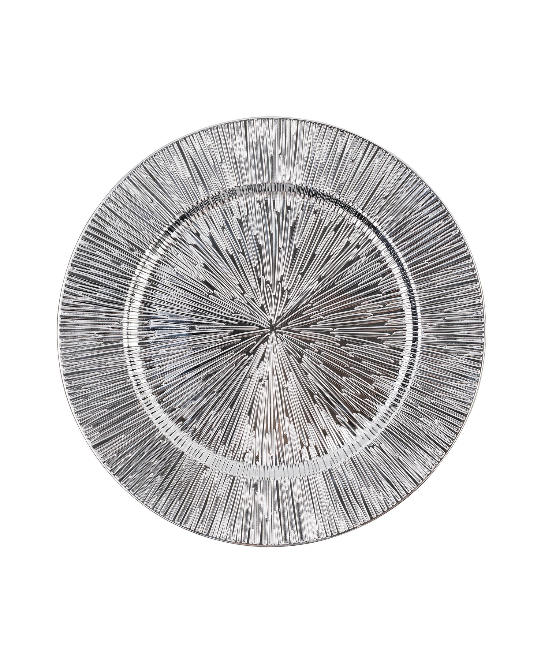 STARBURST SILVER SET OF 4 CHARGER PLATES 13"D ELECTROPLATED