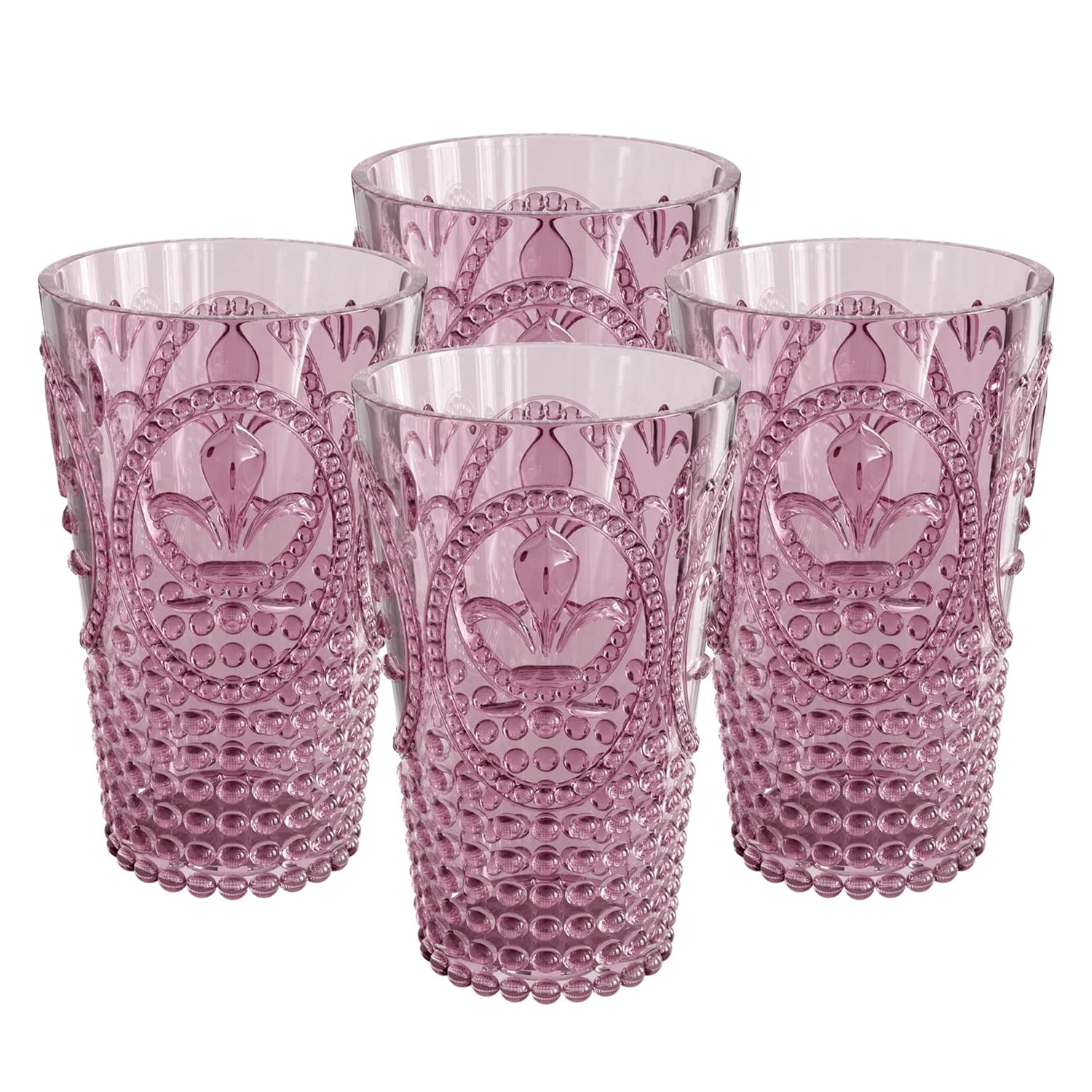 Plum Fleur De Lis Drink Tumblers (Set of 4) - 25.3 oz