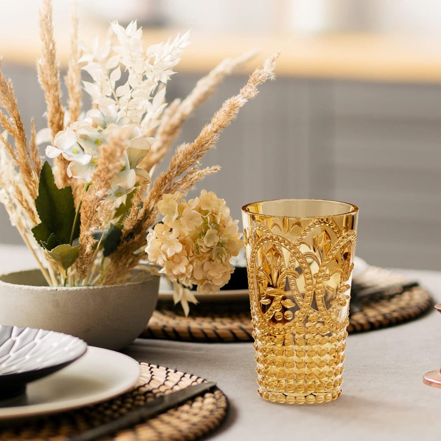 Amber Fleur De Lis Drink Tumblers (Set of 4) - 25.3 oz