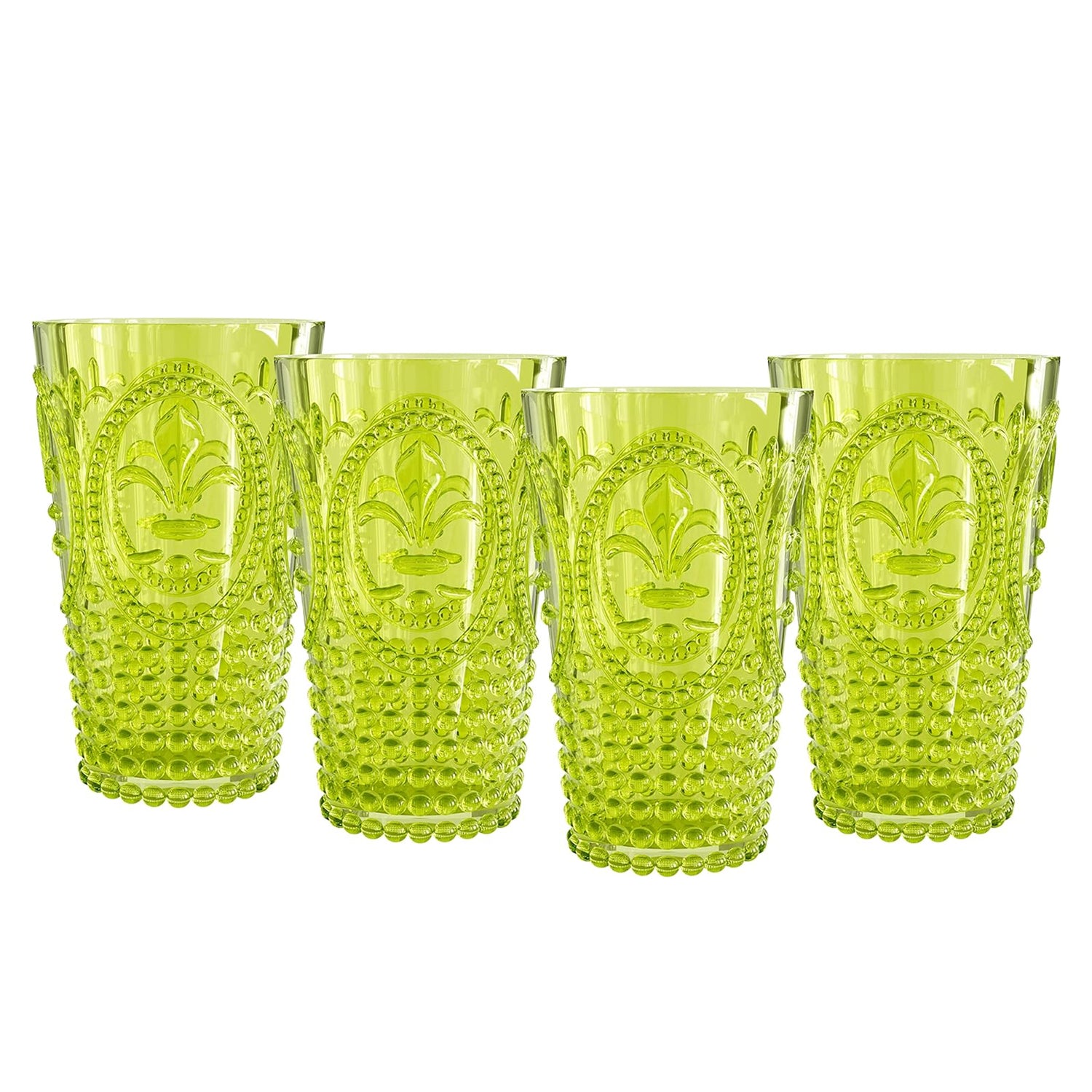 Green Fleur De Lis Drink Tumblers (Set of 4) - 25.3 oz