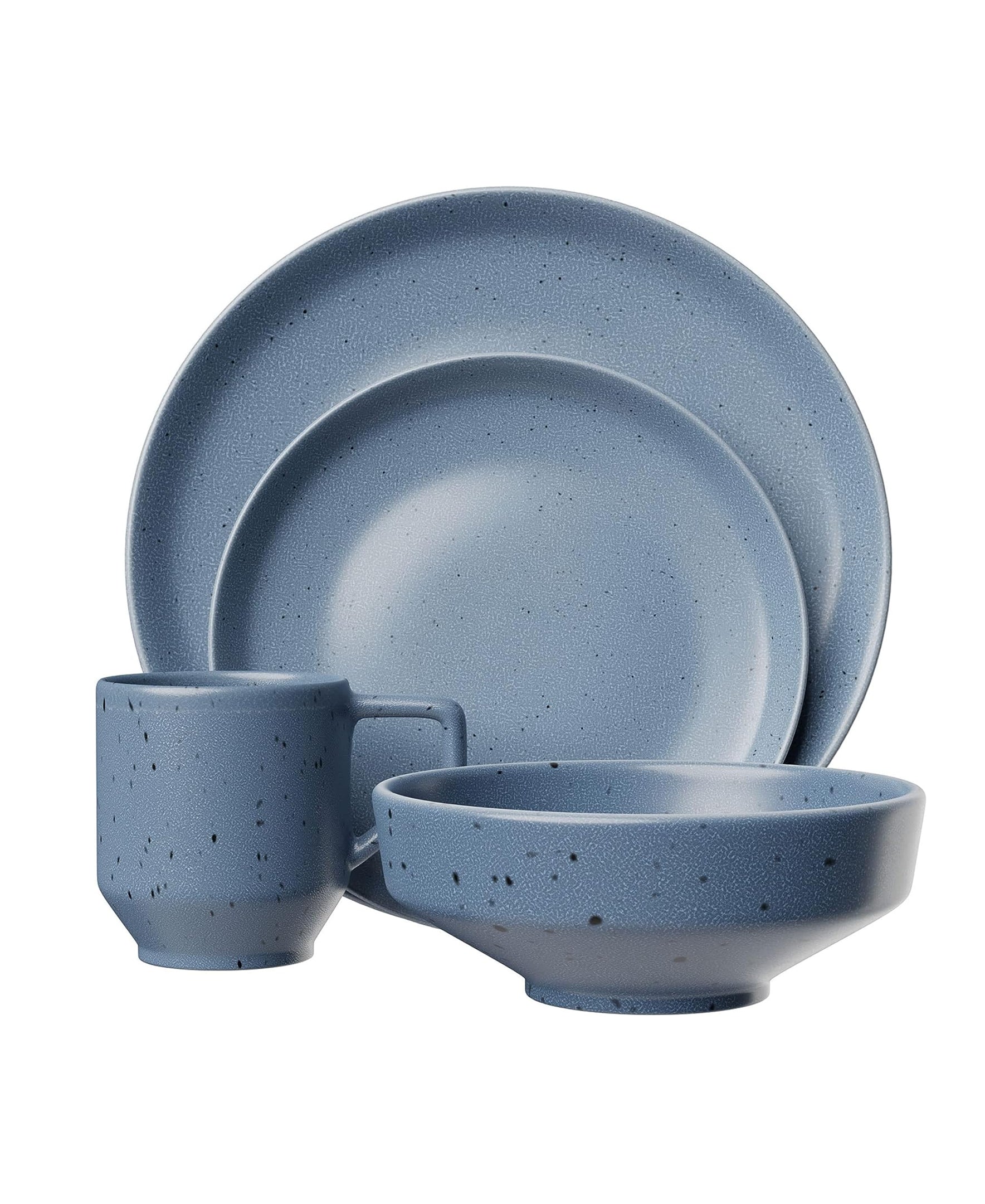 BLUE MATTE REACTIVE 4 PC PLACE SETTING RB 10.75"DP, 8.5"S, 6.5"BW-27oz, M 15 OZ   RB