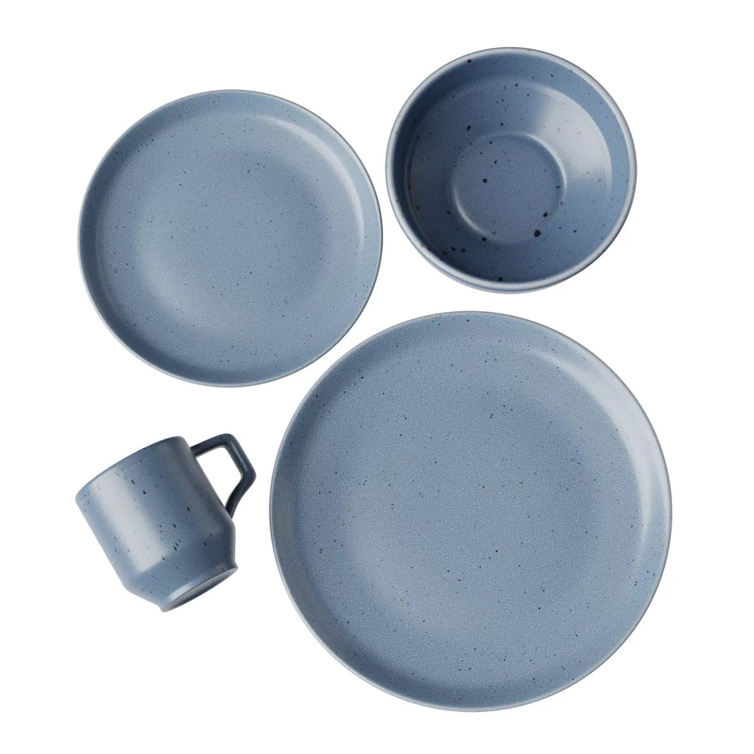 BLUE MATTE REACTIVE 4 PC PLACE SETTING RB 10.75"DP, 8.5"S, 6.5"BW-27oz, M 15 OZ   RB