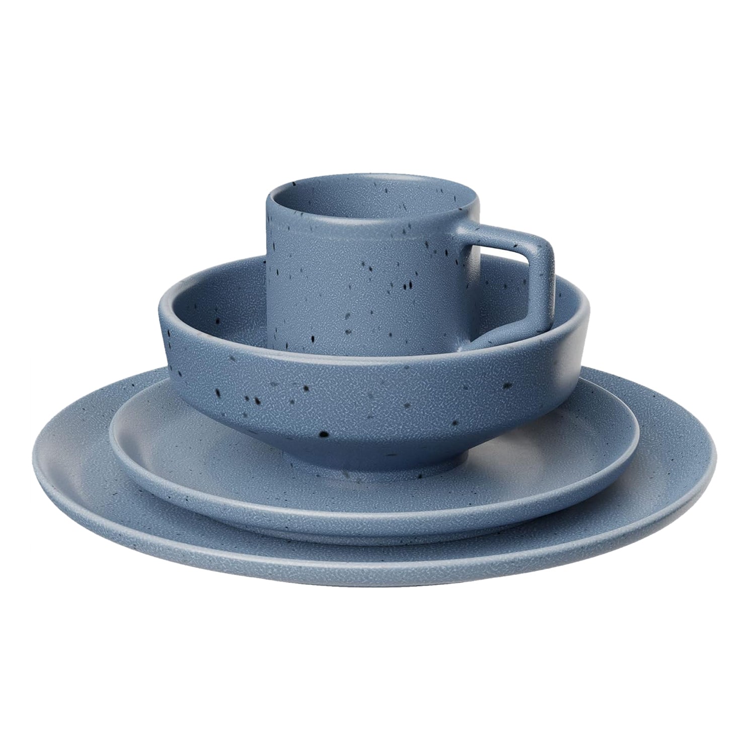 BLUE MATTE REACTIVE 4 PC PLACE SETTING RB 10.75"DP, 8.5"S, 6.5"BW-27oz, M 15 OZ   RB