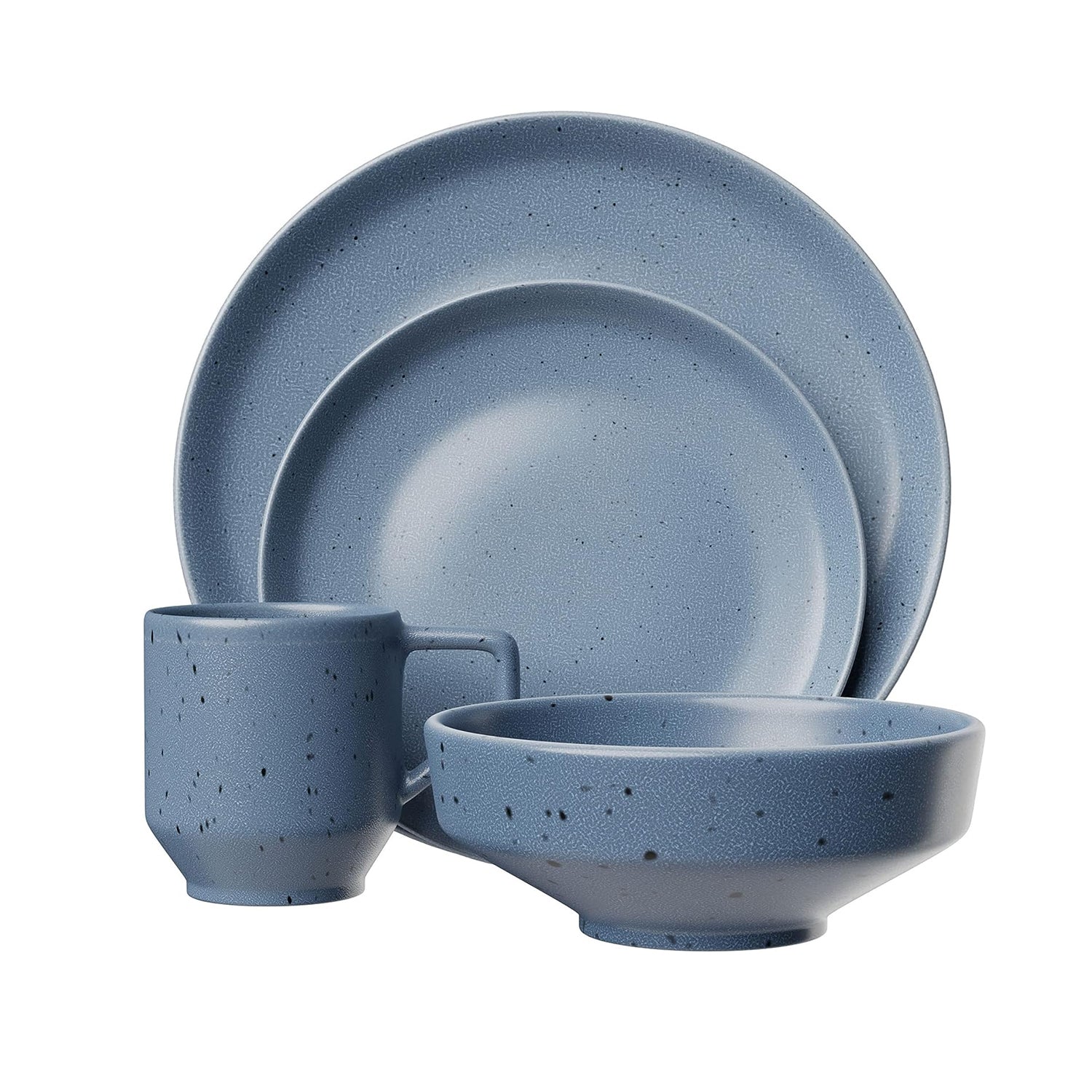 BLUE MATTE REACTIVE 4 PC PLACE SETTING RB 10.75"DP, 8.5"S, 6.5"BW-27oz, M 15 OZ   RB