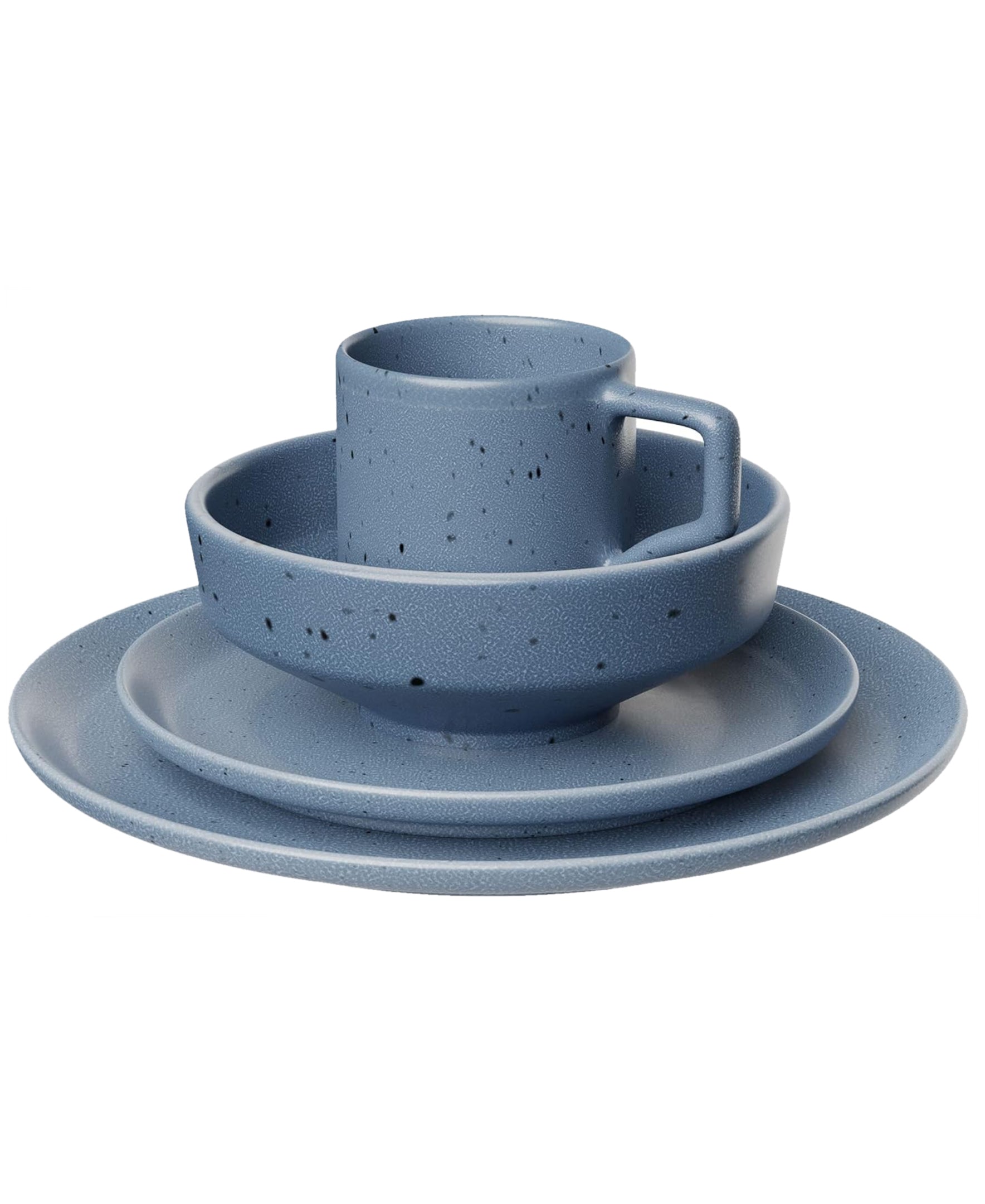 BLUE MATTE REACTIVE 4 PC PLACE SETTING RB 10.75"DP, 8.5"S, 6.5"BW-27oz, M 15 OZ   RB