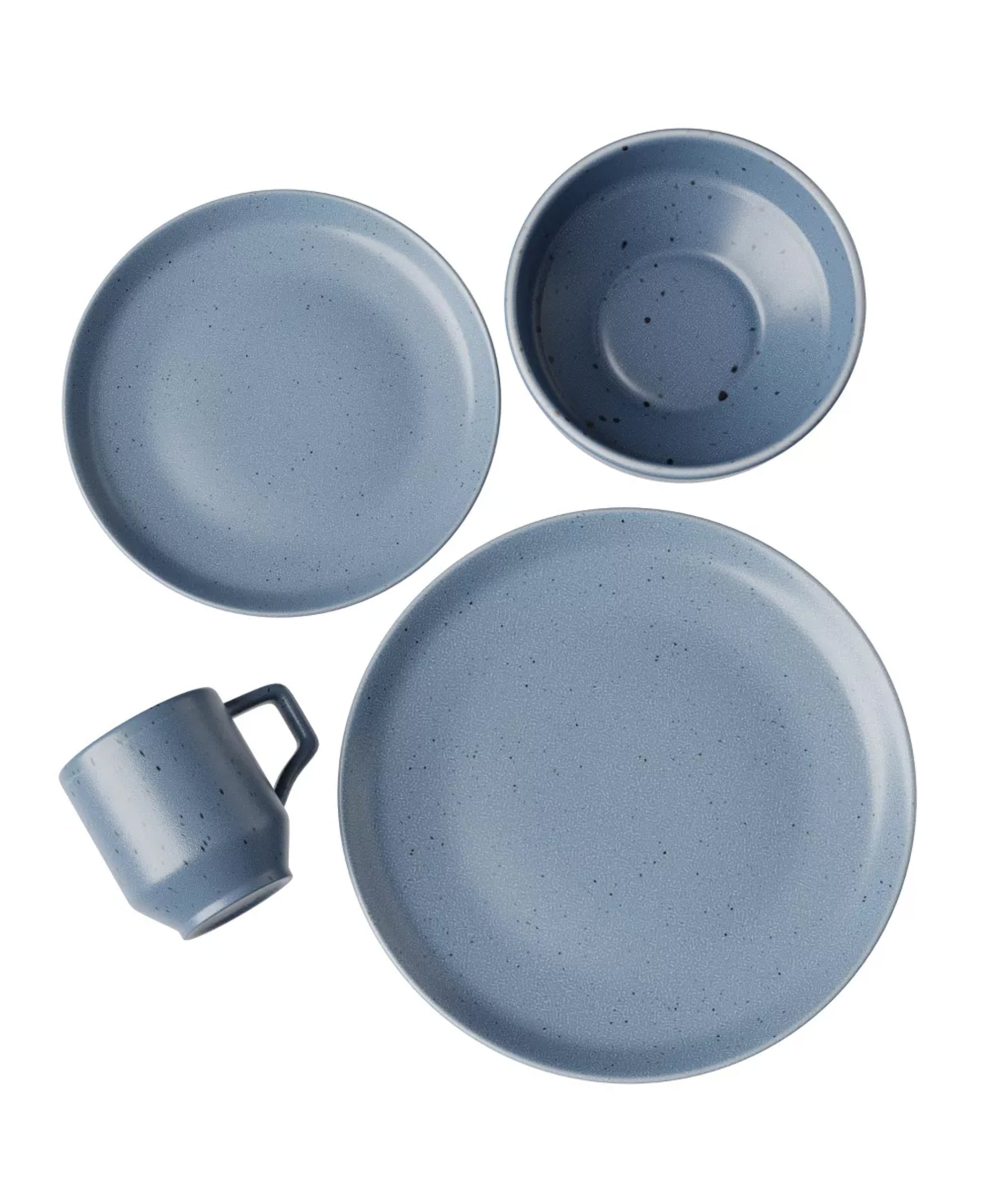 BLUE MATTE REACTIVE 4 PC PLACE SETTING RB 10.75"DP, 8.5"S, 6.5"BW-27oz, M 15 OZ   RB