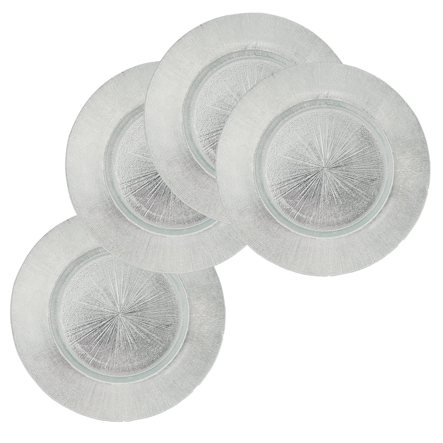 Light Silver Antique Glass Chargers 4-Piece Set 13"