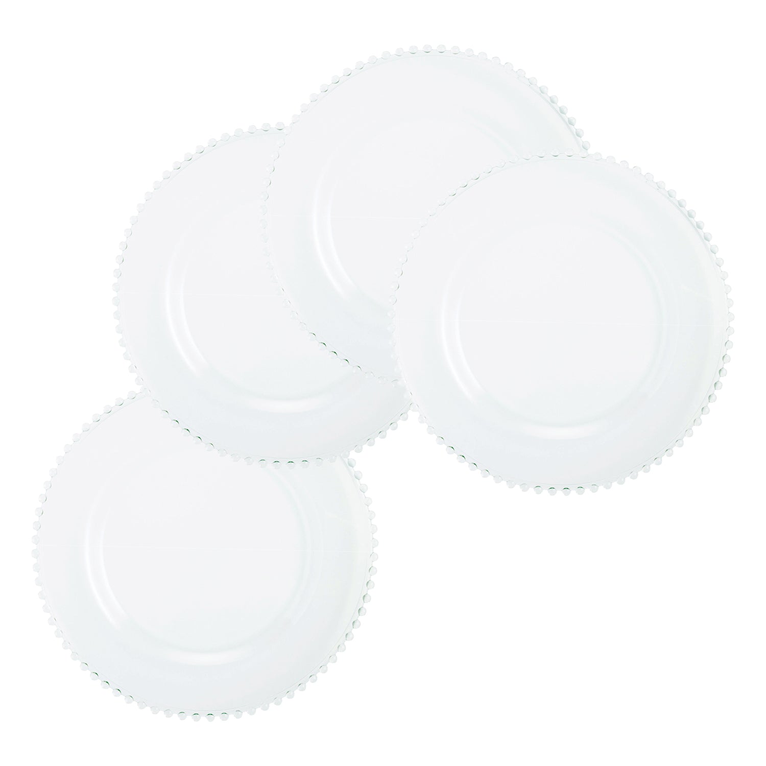 Beaded Clear 13"D Glass Charger Plates 4-Piece Set