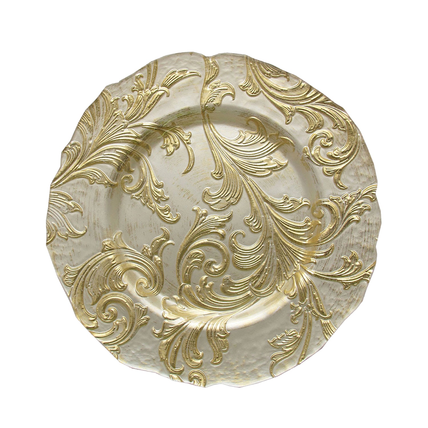 Vanessa Glass Charger Plates 4-Piece Set - Gold & Pearl White 13" D