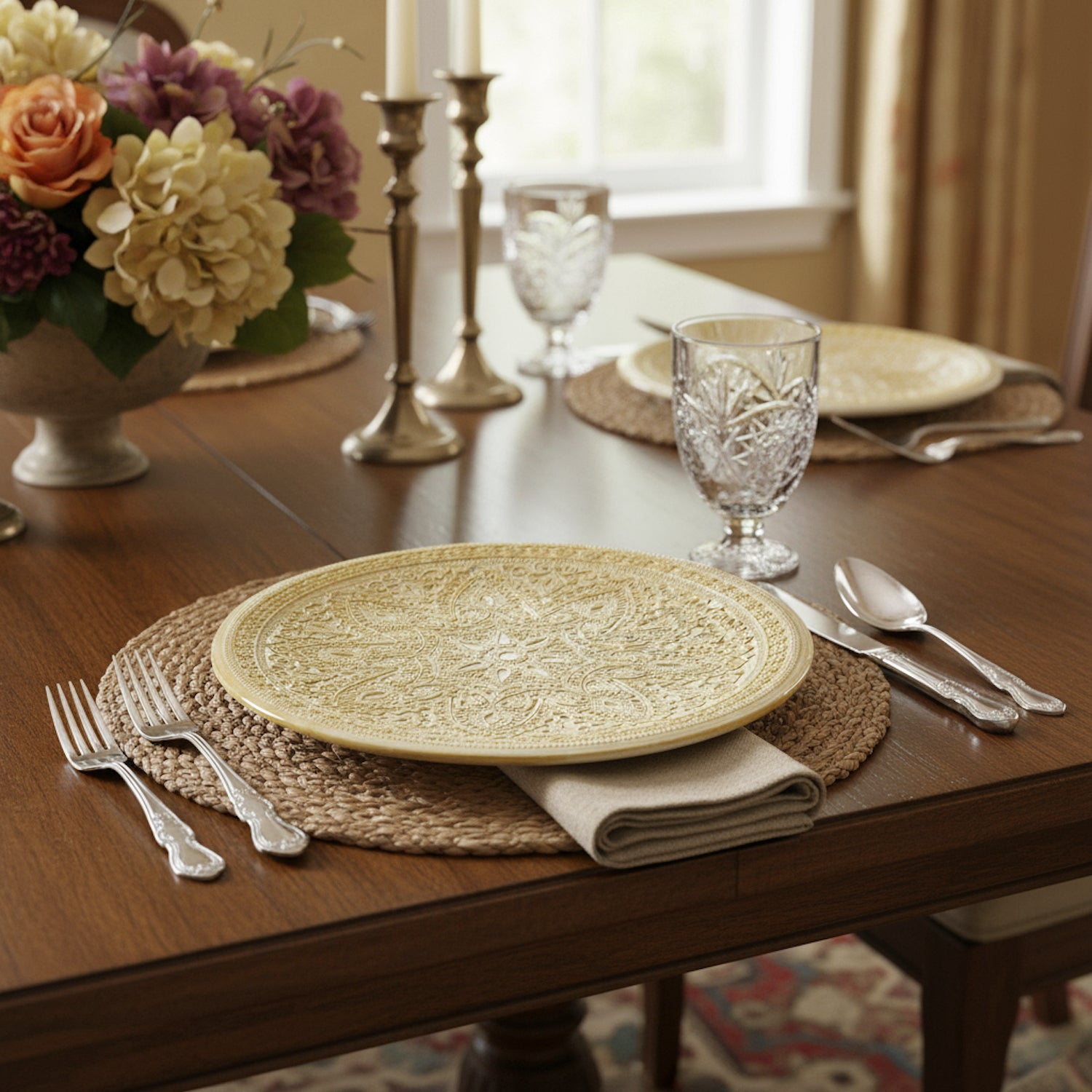 Divine Glass Charger Plates 4-Piece Set - Gold 13" D
