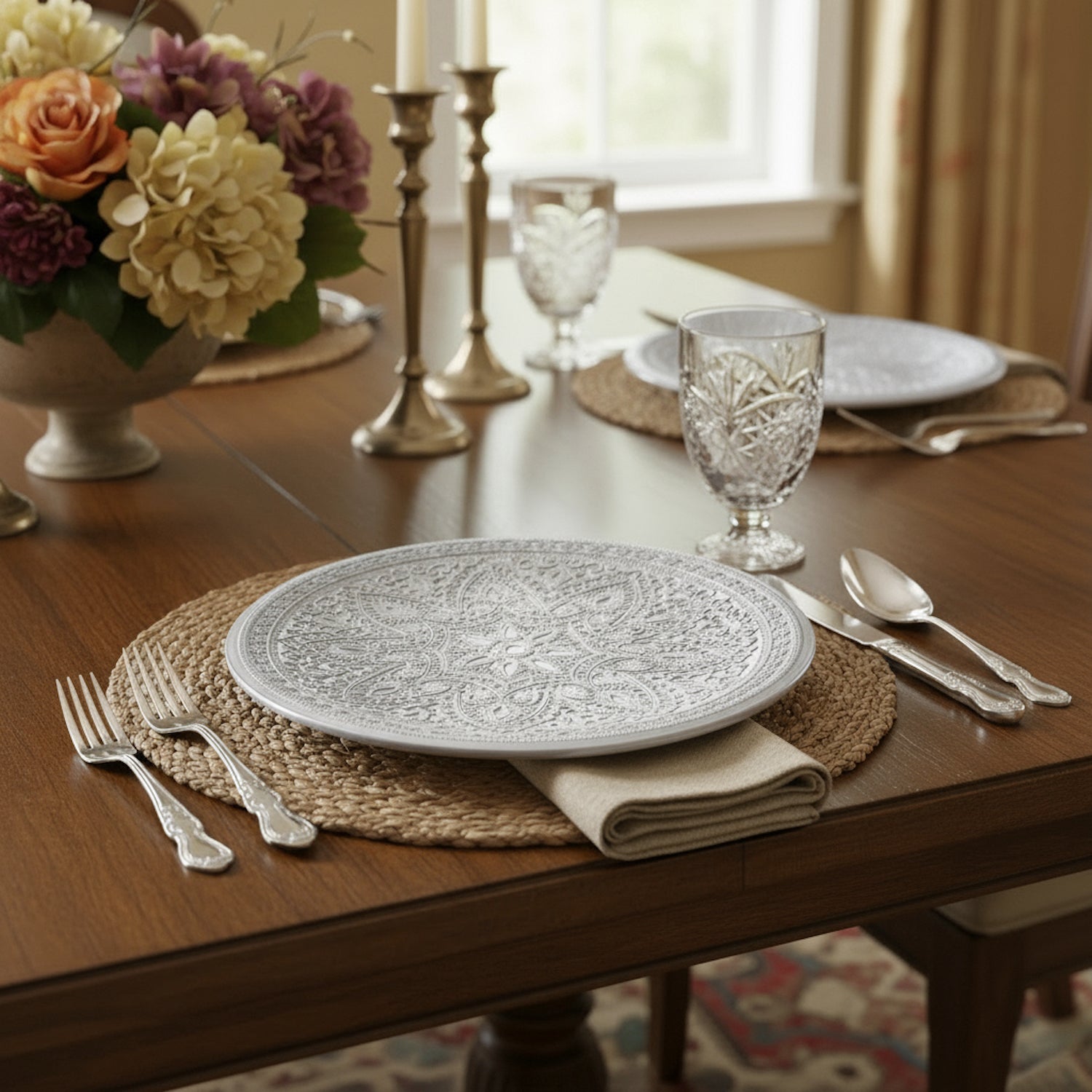 Divine Glass Charger Plates 4-Piece Set - Silver 13" D