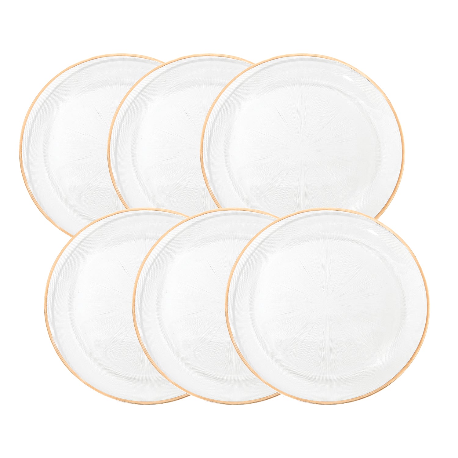 Elite Glass Charger Plate with Gold Rim 6-Piece Set 13"D