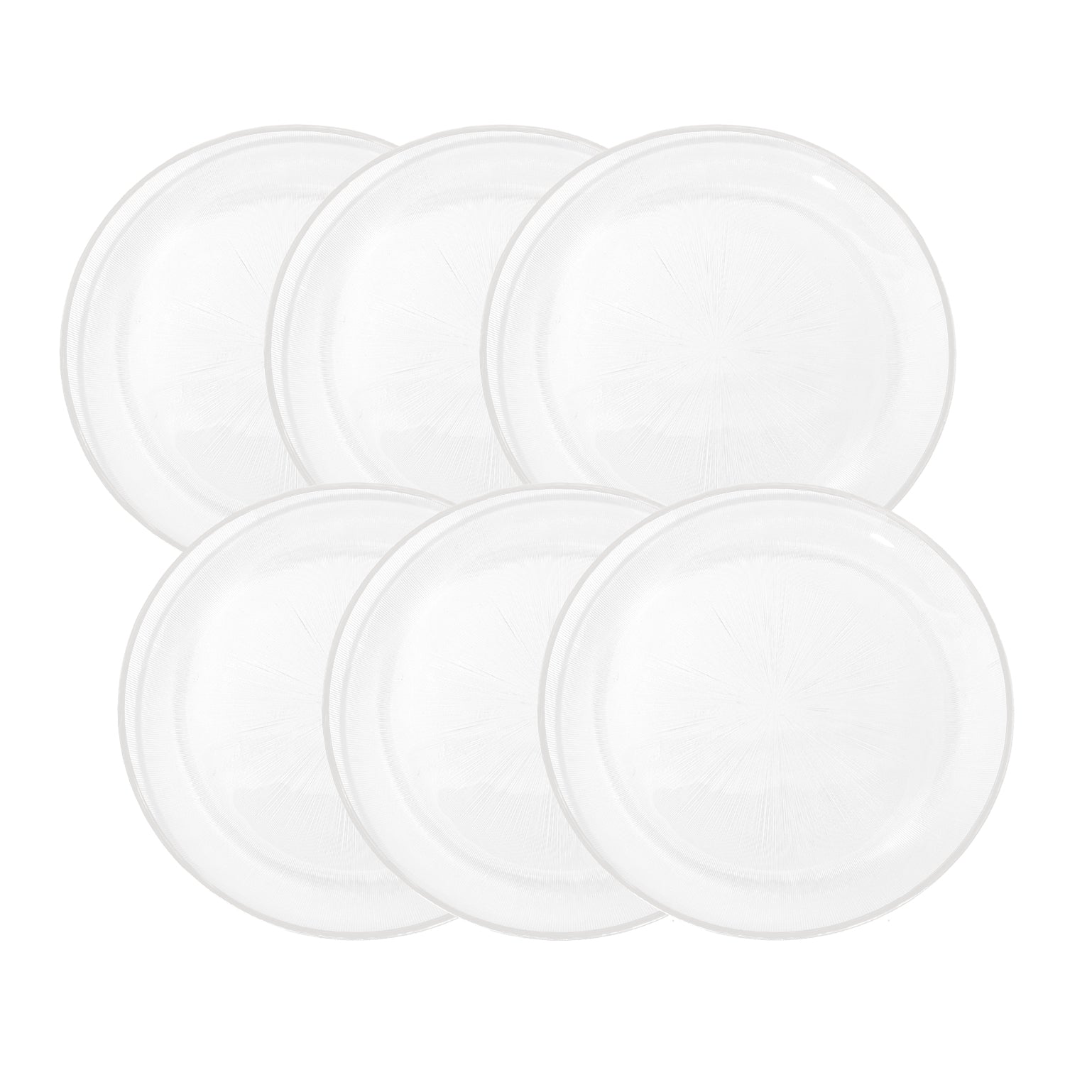 Elite Glass Charger Plates with White Rim 6-Piece Set 13"D