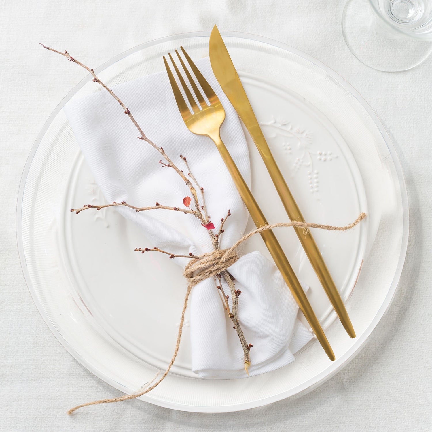 Elite Glass Charger Plates with White Rim 6-Piece Set 13"D