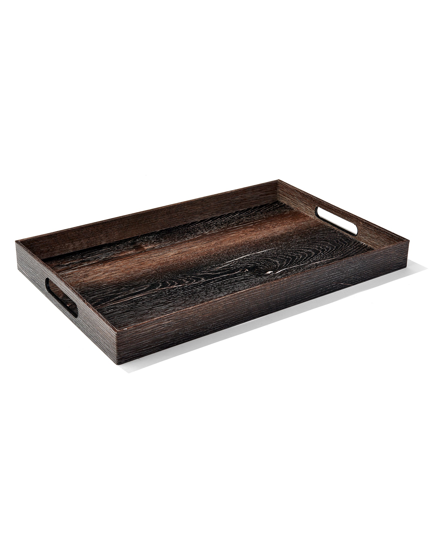 WALNUT WOOD FINISH SET OF 2 RECT TRAYS 14X19", 12 X 18"